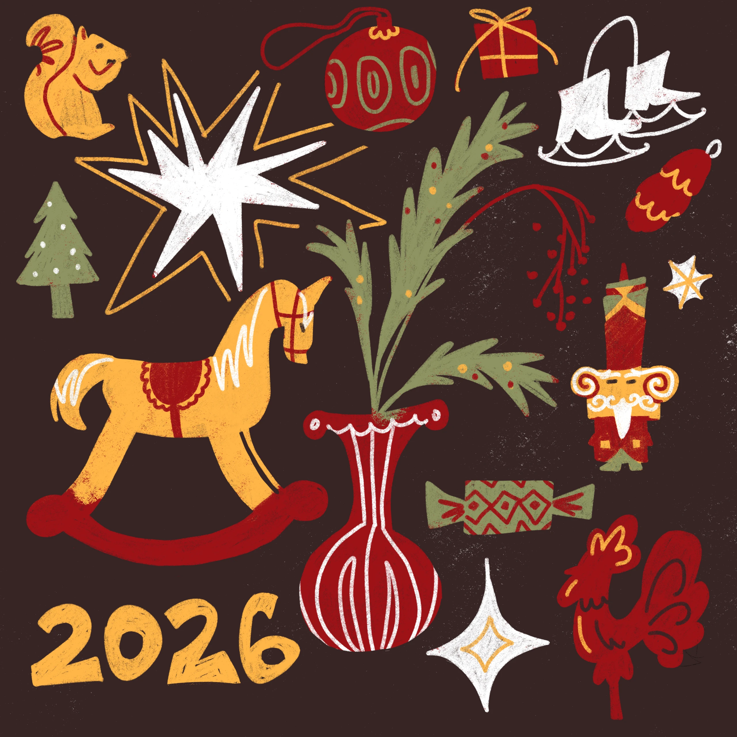 Новогодние открытки 2026 — Изображение №18 — Иллюстрация, Графика на Dprofile