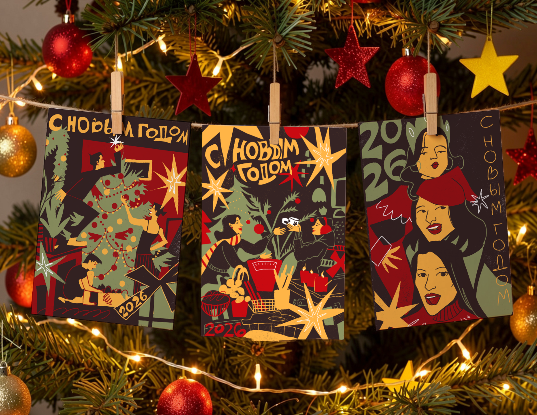 Новогодние открытки 2026 — Изображение №2 — Иллюстрация, Графика на Dprofile