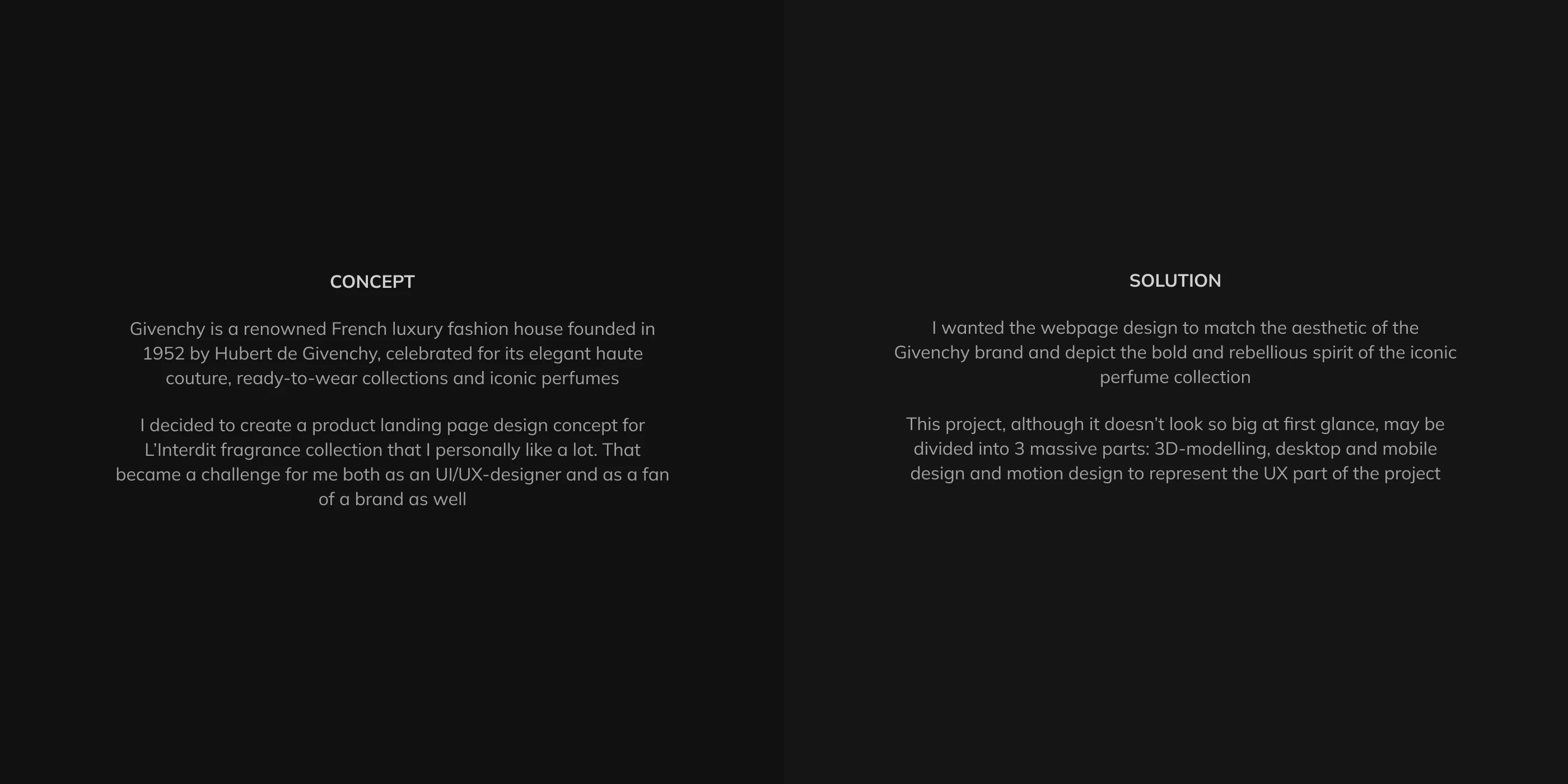 Givenchy L'Interdit | Website Design Concept | UI/UX — Изображение №1 — Интерфейсы, 3D на Dprofile