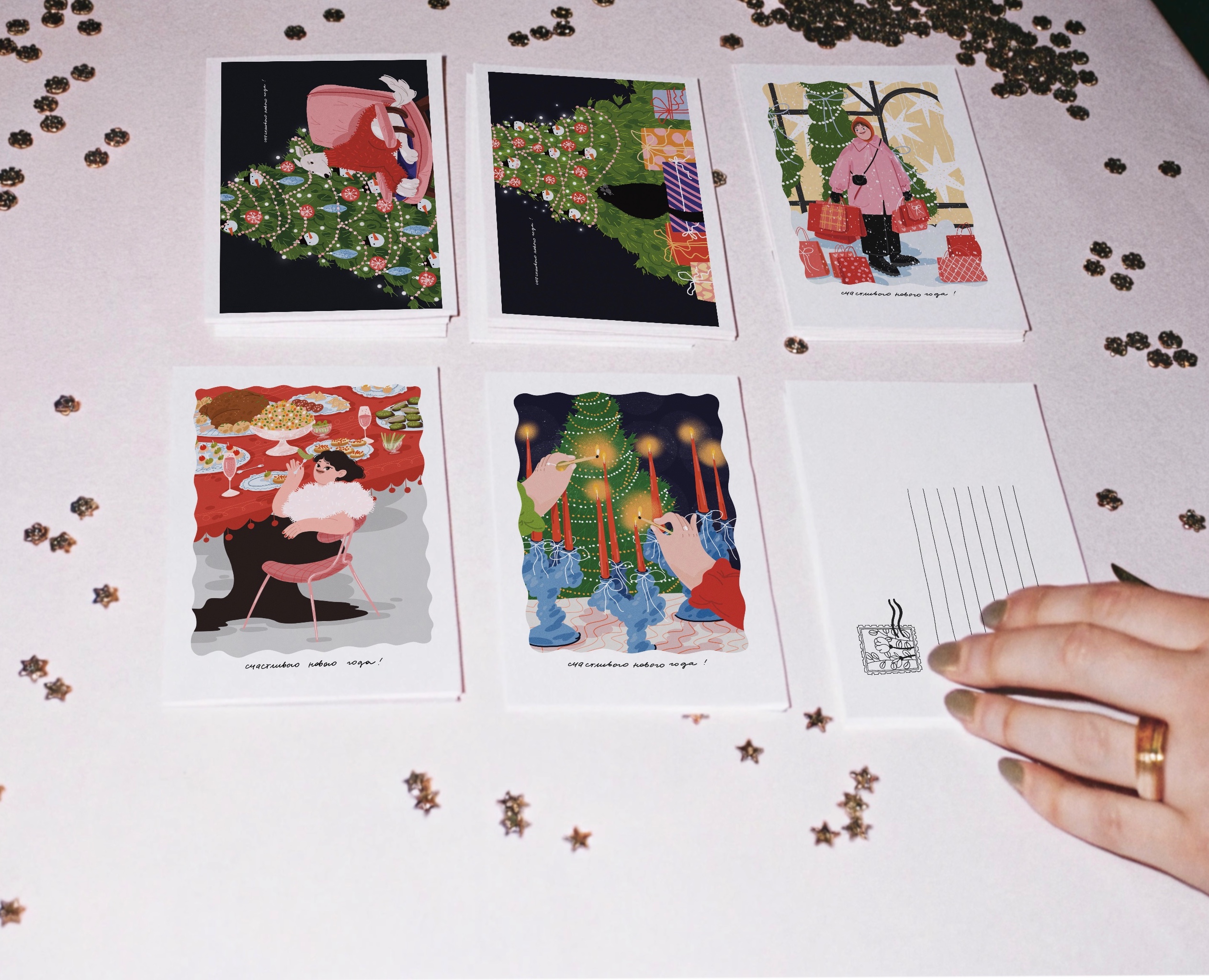 Серия новогодних открыток — Иллюстрация, Графика на Dprofile