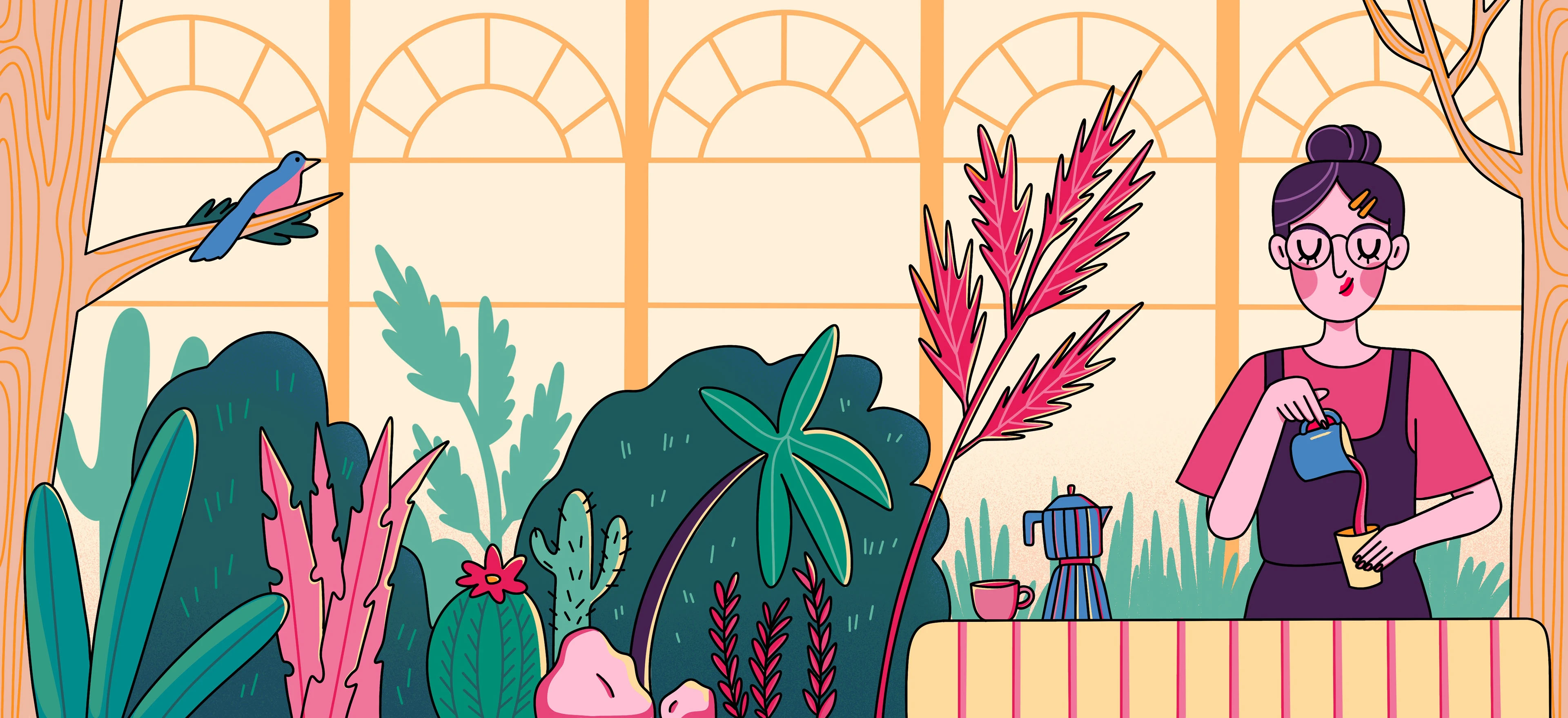 Кофе и цветы: иллюстрация и персонаж — Изображение №2 — Иллюстрация на Dprofile