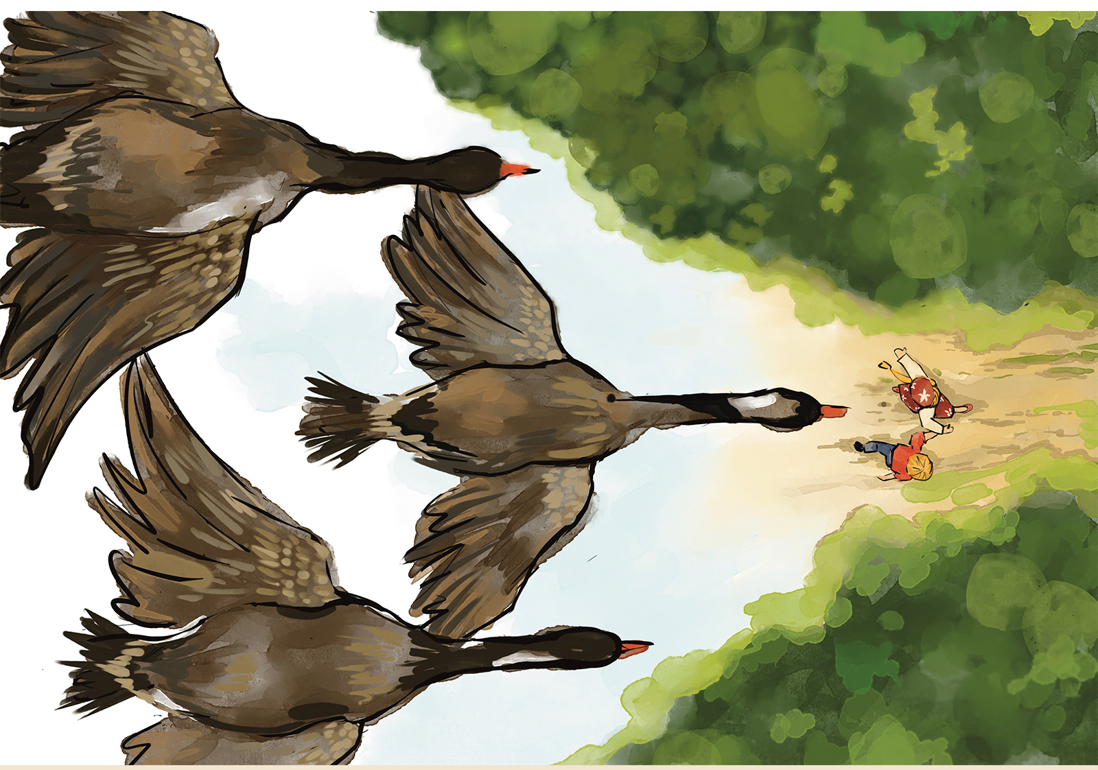 Иллюстрации для детской сказки "Гуси-Лебеди" — Изображение №9 — Иллюстрация, Графика на Dprofile