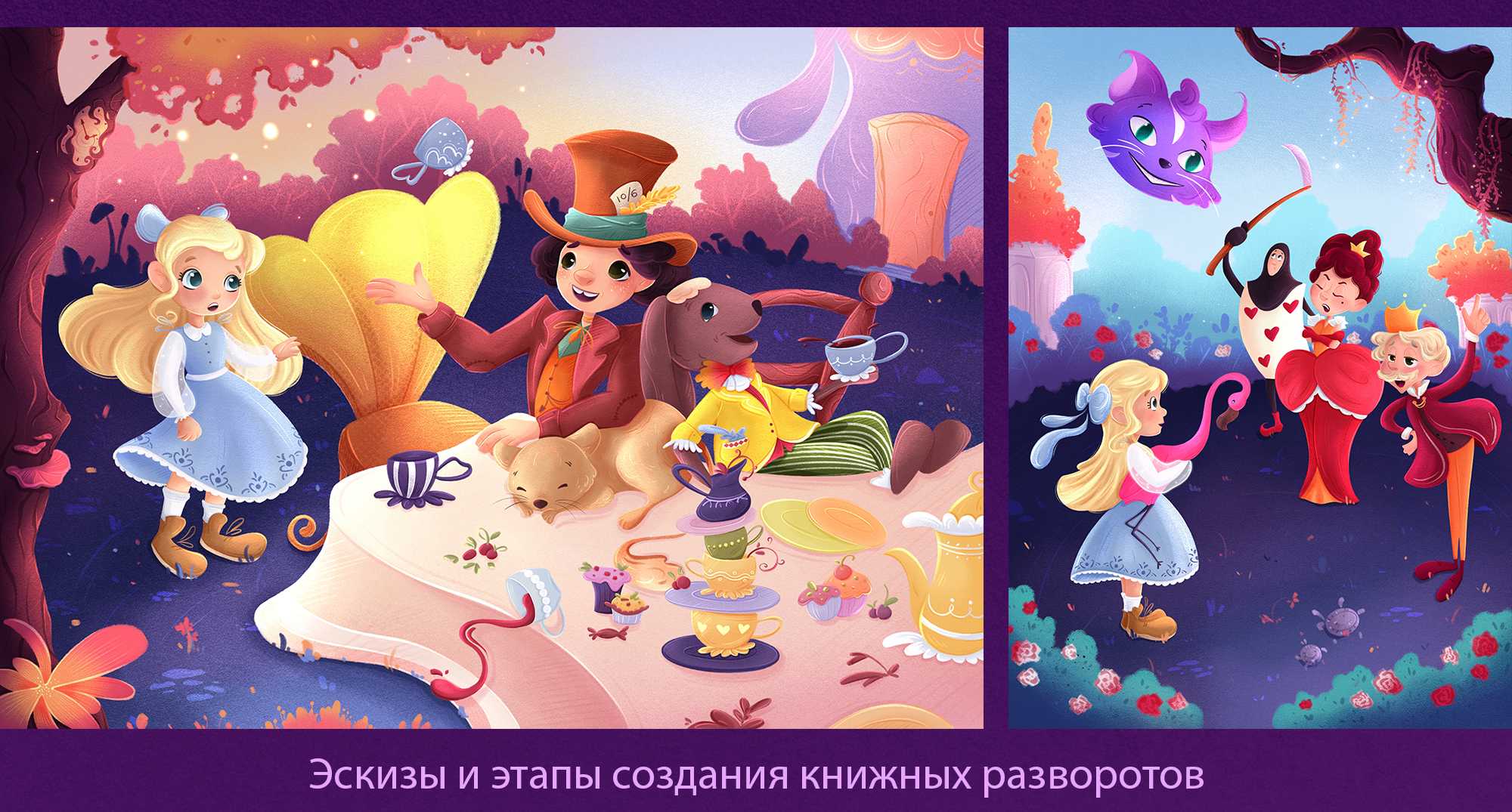 Детская книга "Алиса в стране чудес". Леттеринг и иллюстрации — Изображение №9 — Иллюстрация, Графика на Dprofile