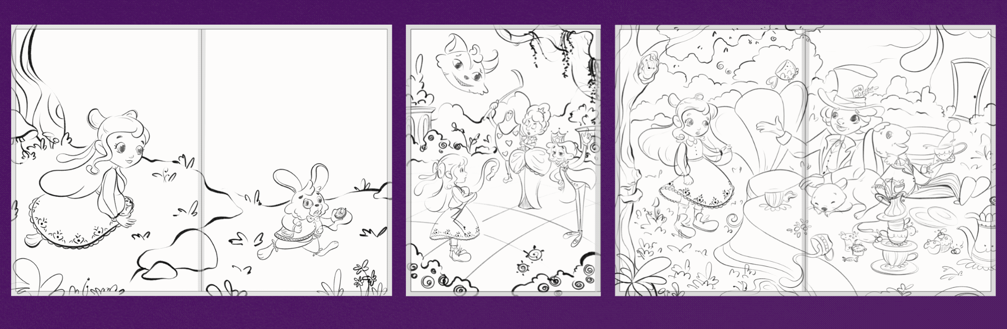 Детская книга "Алиса в стране чудес". Леттеринг и иллюстрации — Изображение №10 — Иллюстрация, Графика на Dprofile