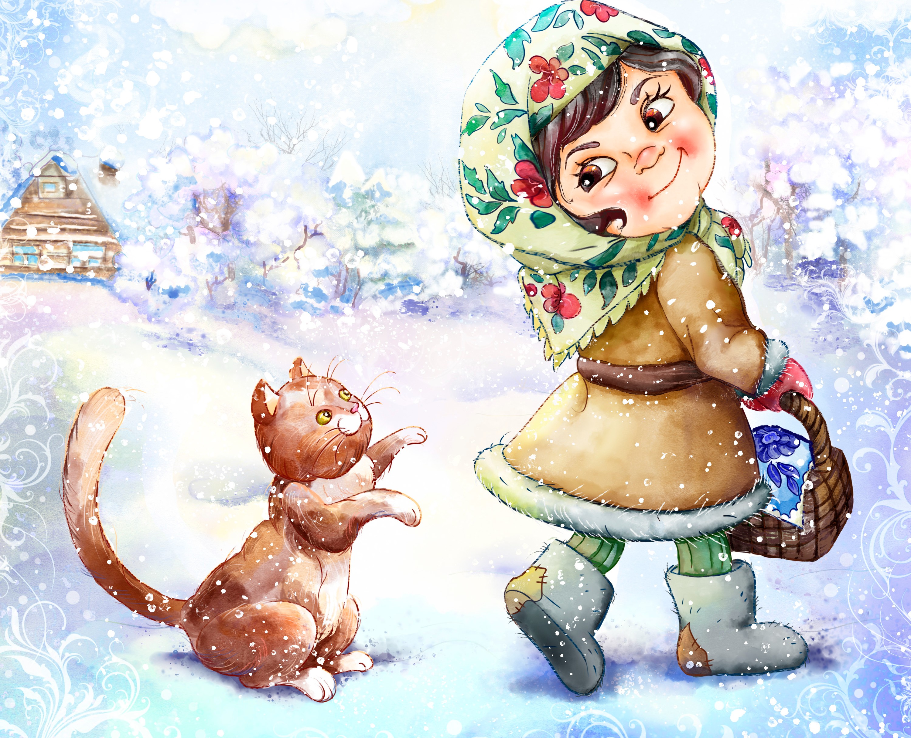 Подарёнка и Мурёнка — Иллюстрация на Dprofile