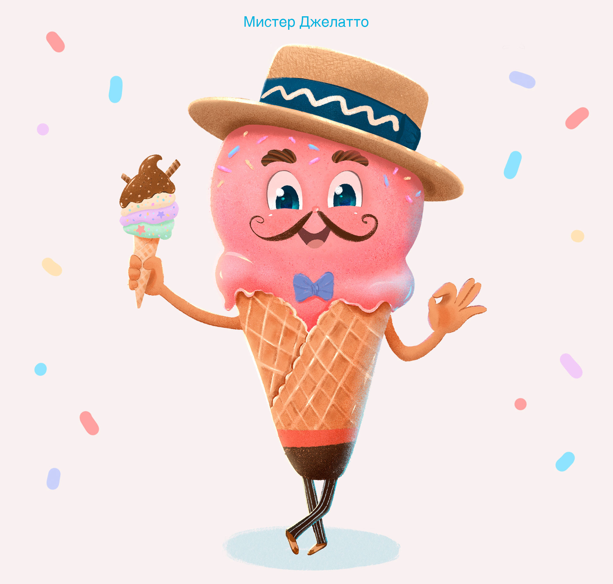 Бренд-персонаж для кафе Джелаттерии. — Изображение №5 — Брендинг, Иллюстрация на Dprofile