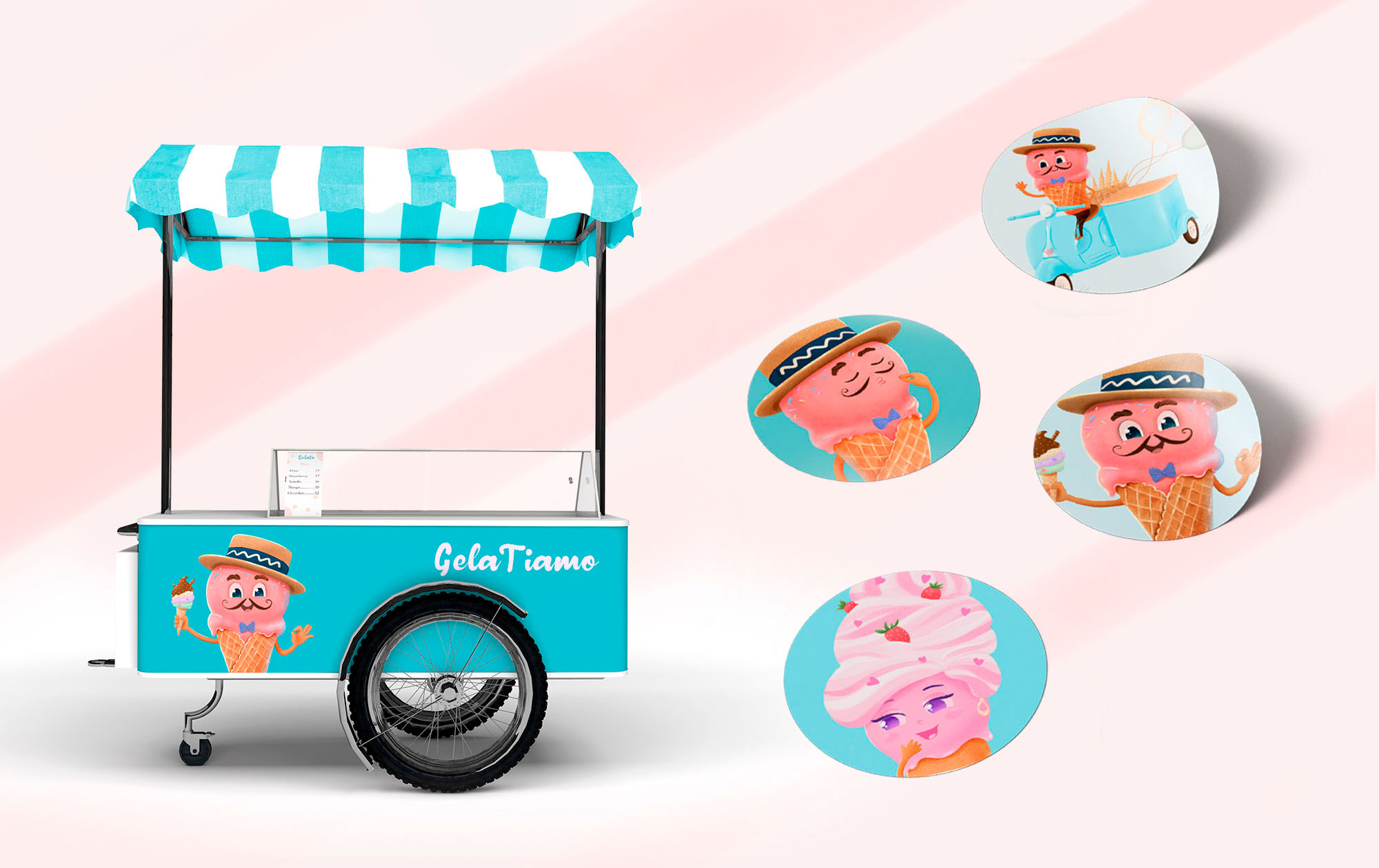 Бренд-персонаж для кафе Джелаттерии. — Изображение №9 — Брендинг, Иллюстрация на Dprofile