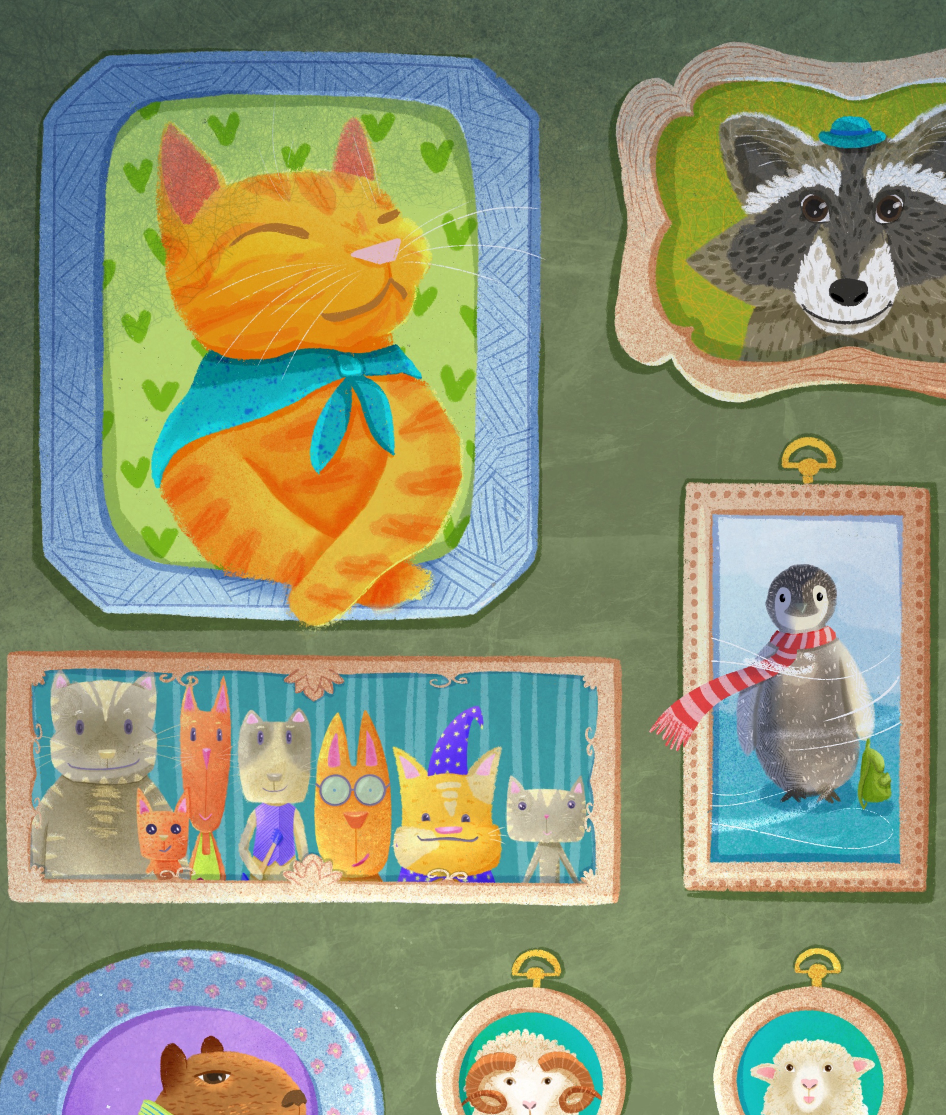 Стена с портретами. Детская иллюстрация. — Изображение №6 — Иллюстрация на Dprofile