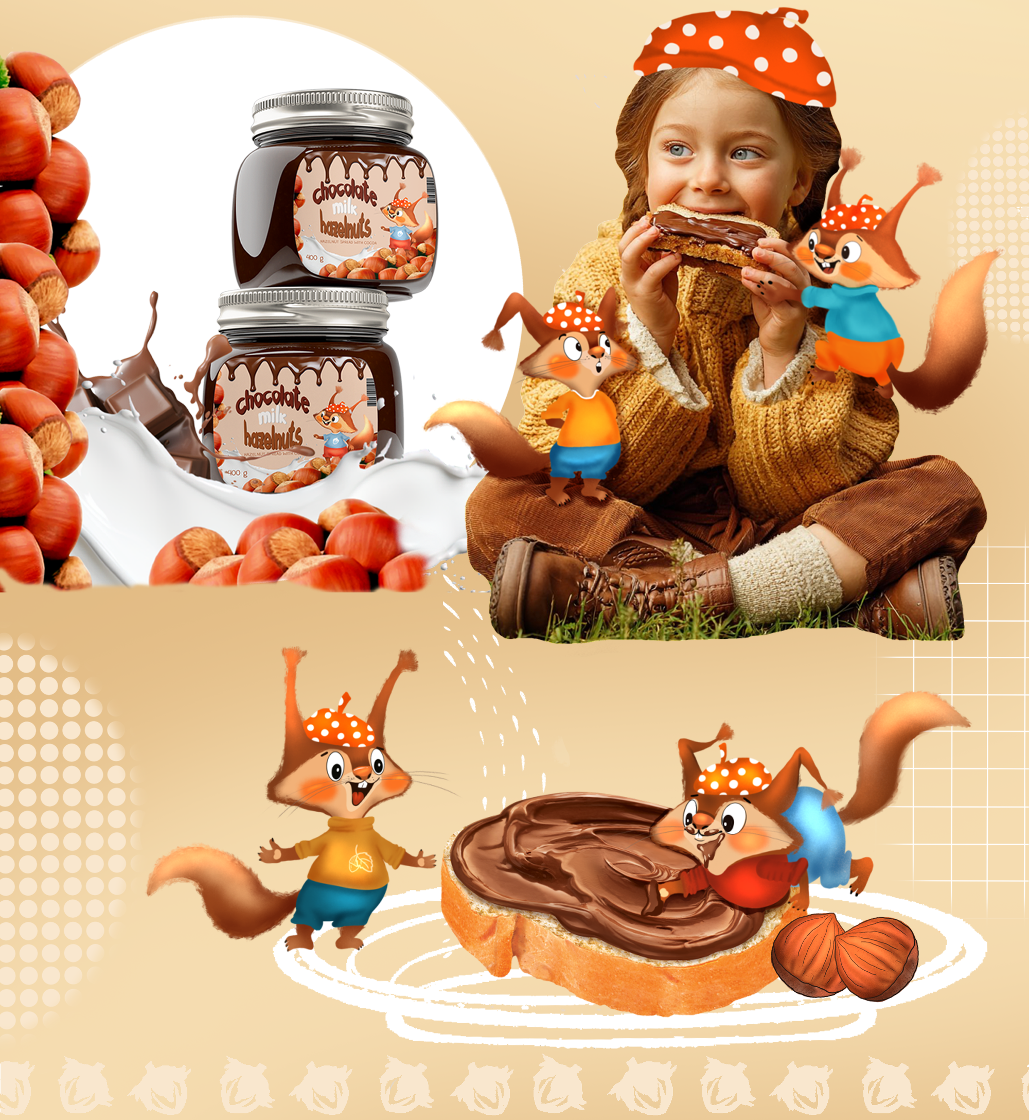 концепт - проект  иллюстрации и маскота для шоколадно- ореховой пасты — Изображение №2 — Брендинг, Промдизайн на Dprofile