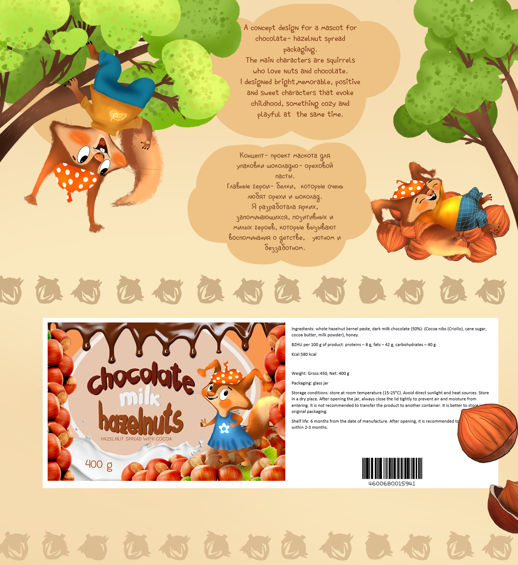 концепт - проект  иллюстрации и маскота для шоколадно- ореховой пасты — Изображение №1 — Брендинг, Промдизайн на Dprofile