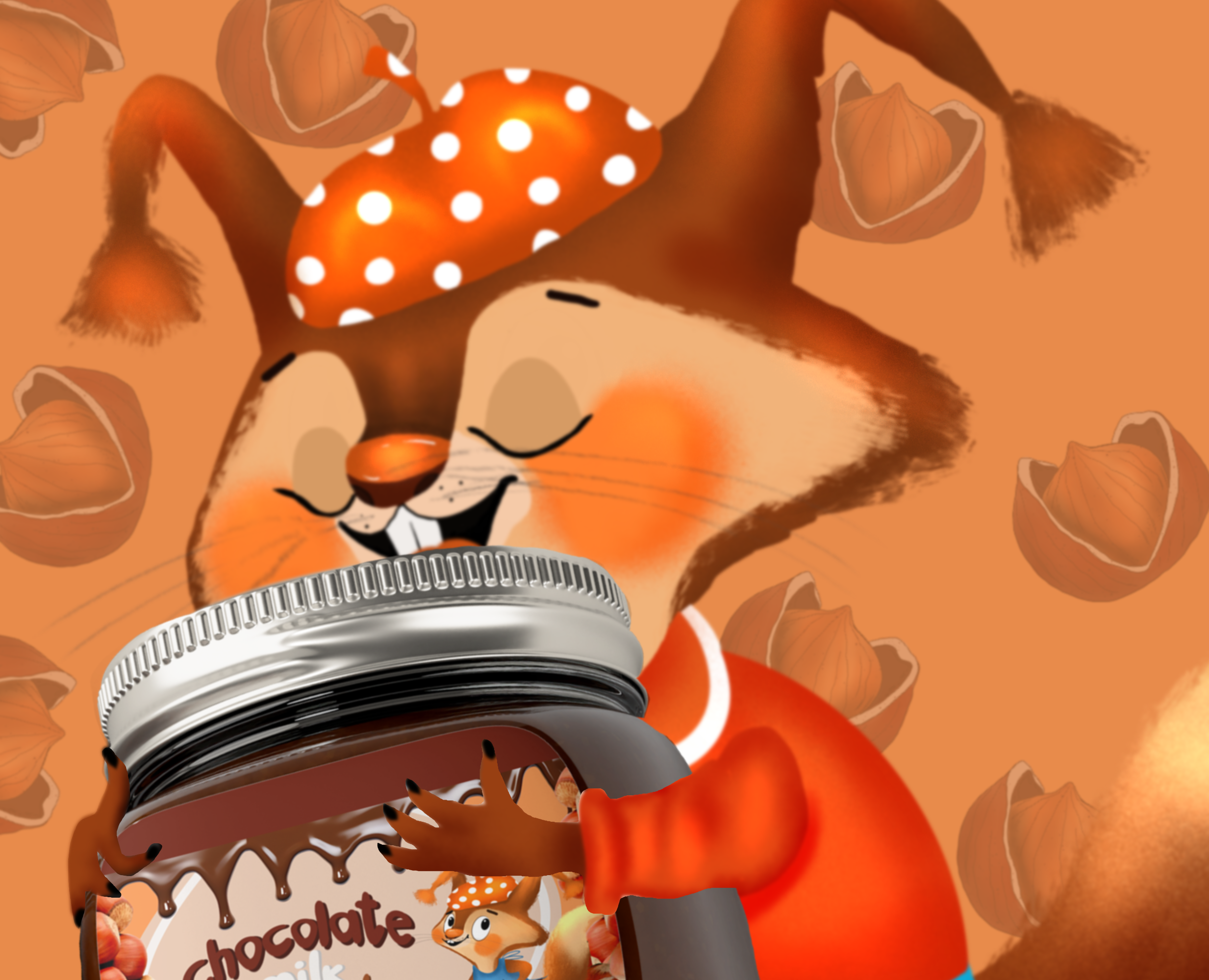 концепт - проект  иллюстрации и маскота для шоколадно- ореховой пасты на Dprofile