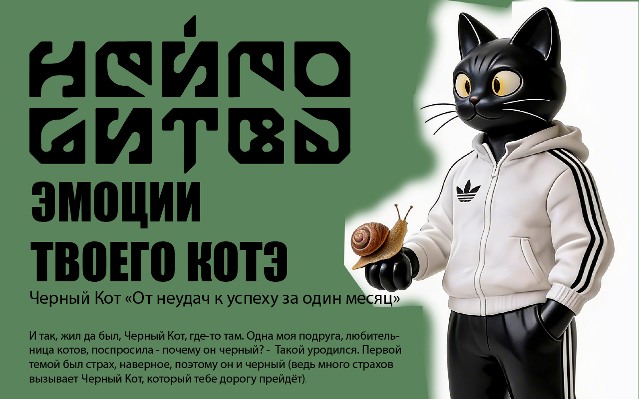 Черный Кот "От неудачи к успеху за один месяц" — Изображение №1 — Иллюстрация, Графика на Dprofile