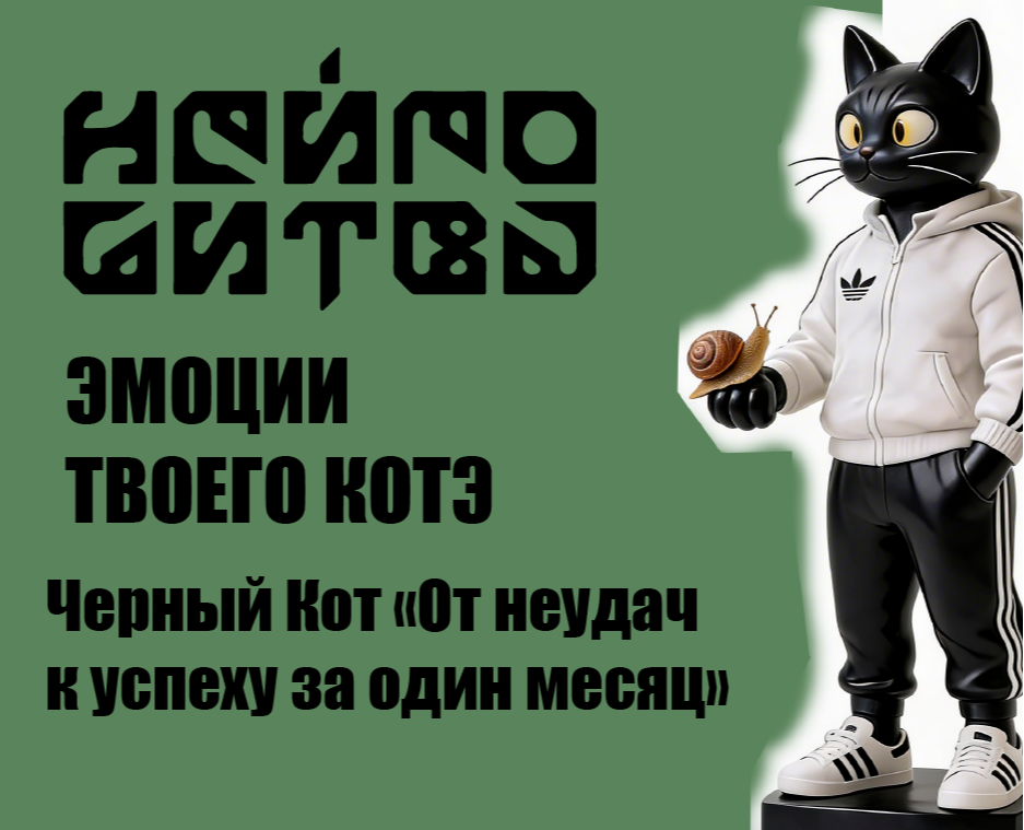 Черный Кот "От неудачи к успеху за один месяц" — Иллюстрация, Графика на Dprofile