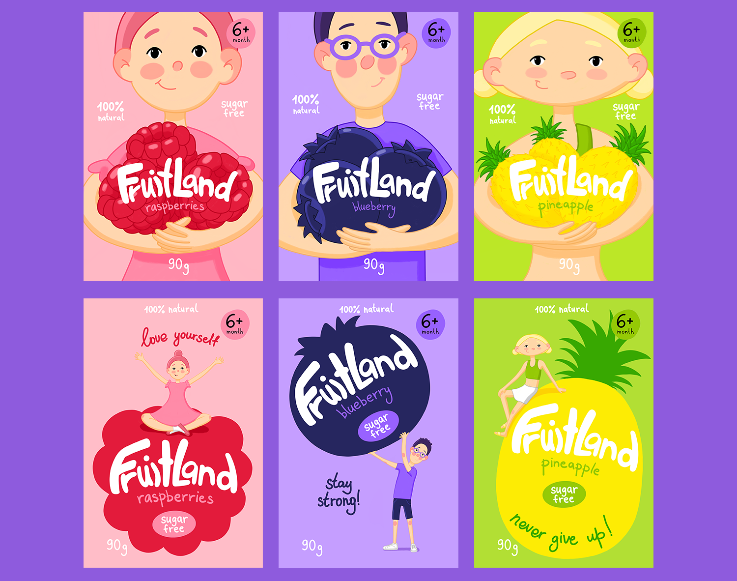 "FruitLand" дизайн упаковок детских фруктовых пюре — Изображение №2 — Брендинг, Иллюстрация на Dprofile