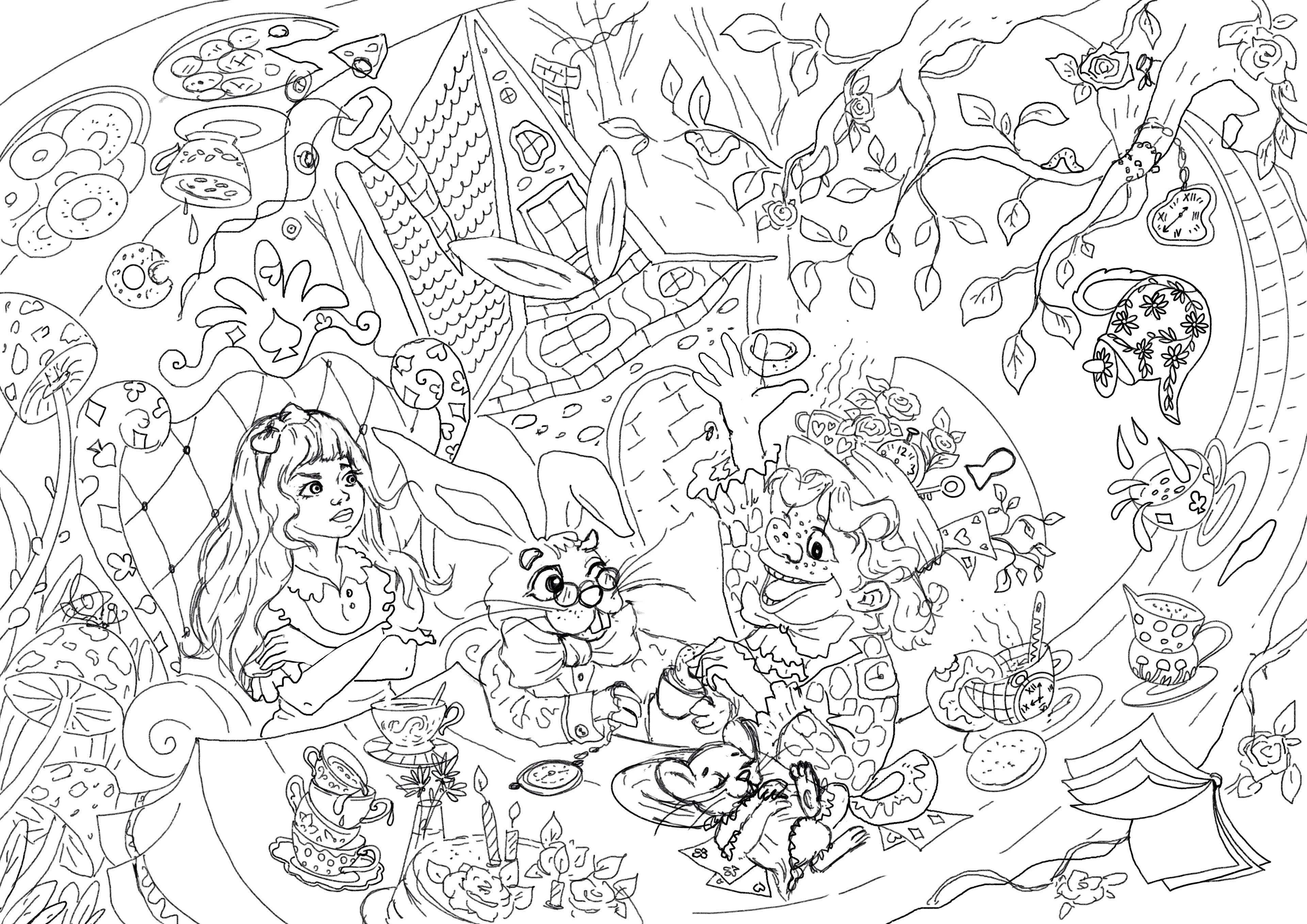 Иллюстрация для детских пазлов "Алиса в стране чудес" — Изображение №4 — Иллюстрация, Графика на Dprofile