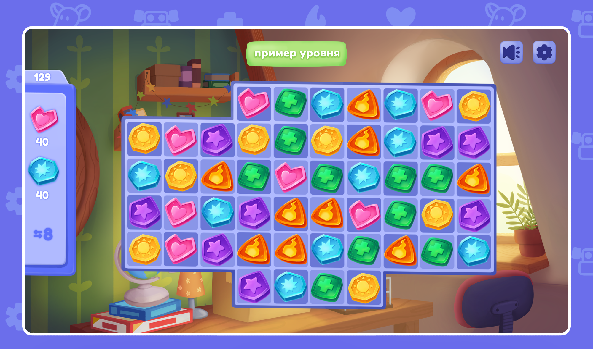 Концепт-арт и геймдизайн мобильной игры в жанре Match-3 — Изображение №7 — Интерфейсы, Иллюстрация на Dprofile