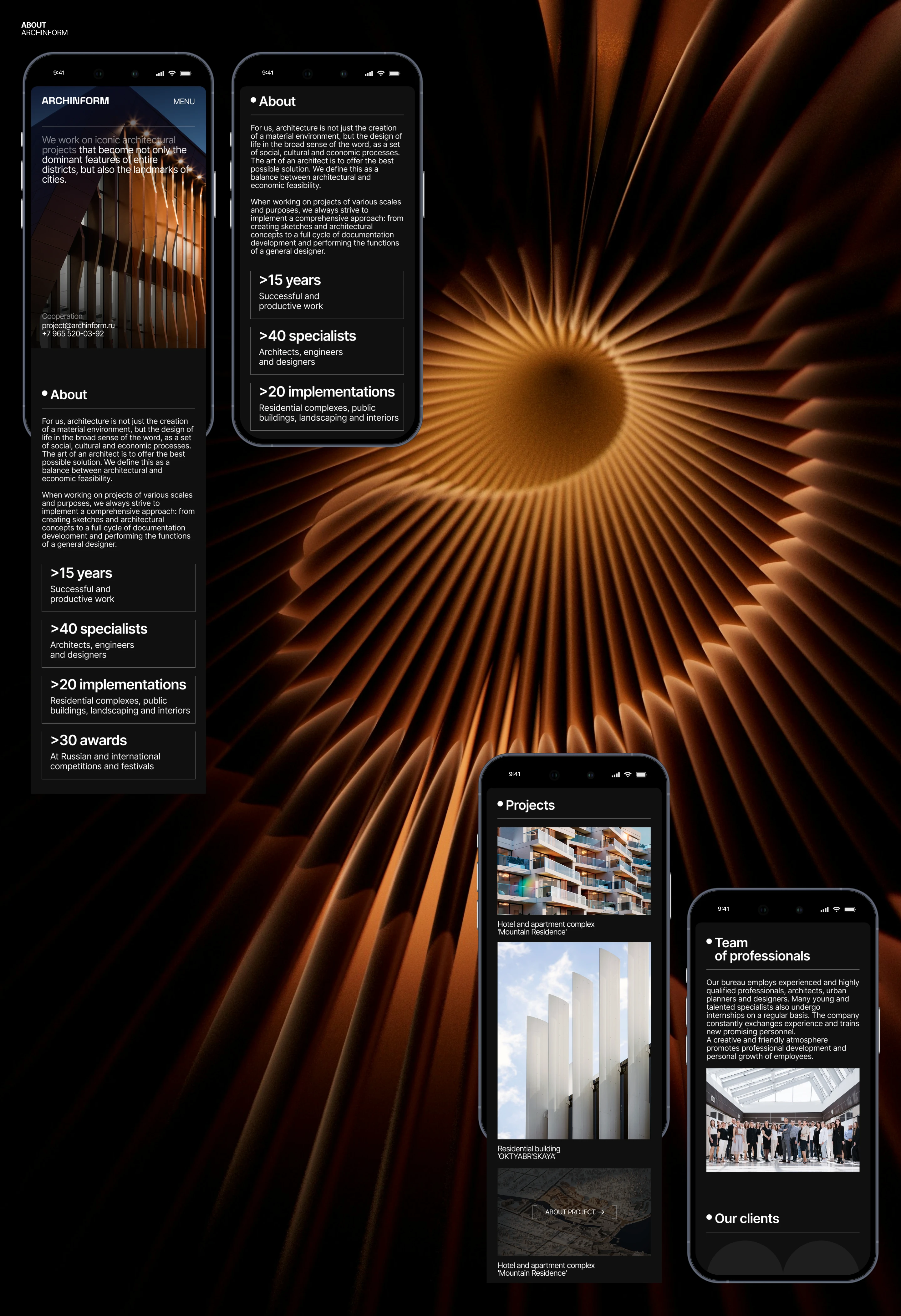 ARCHINFORM | CORPORATE WEBSITE — Изображение №4 — Интерфейсы, Архитектура на Dprofile