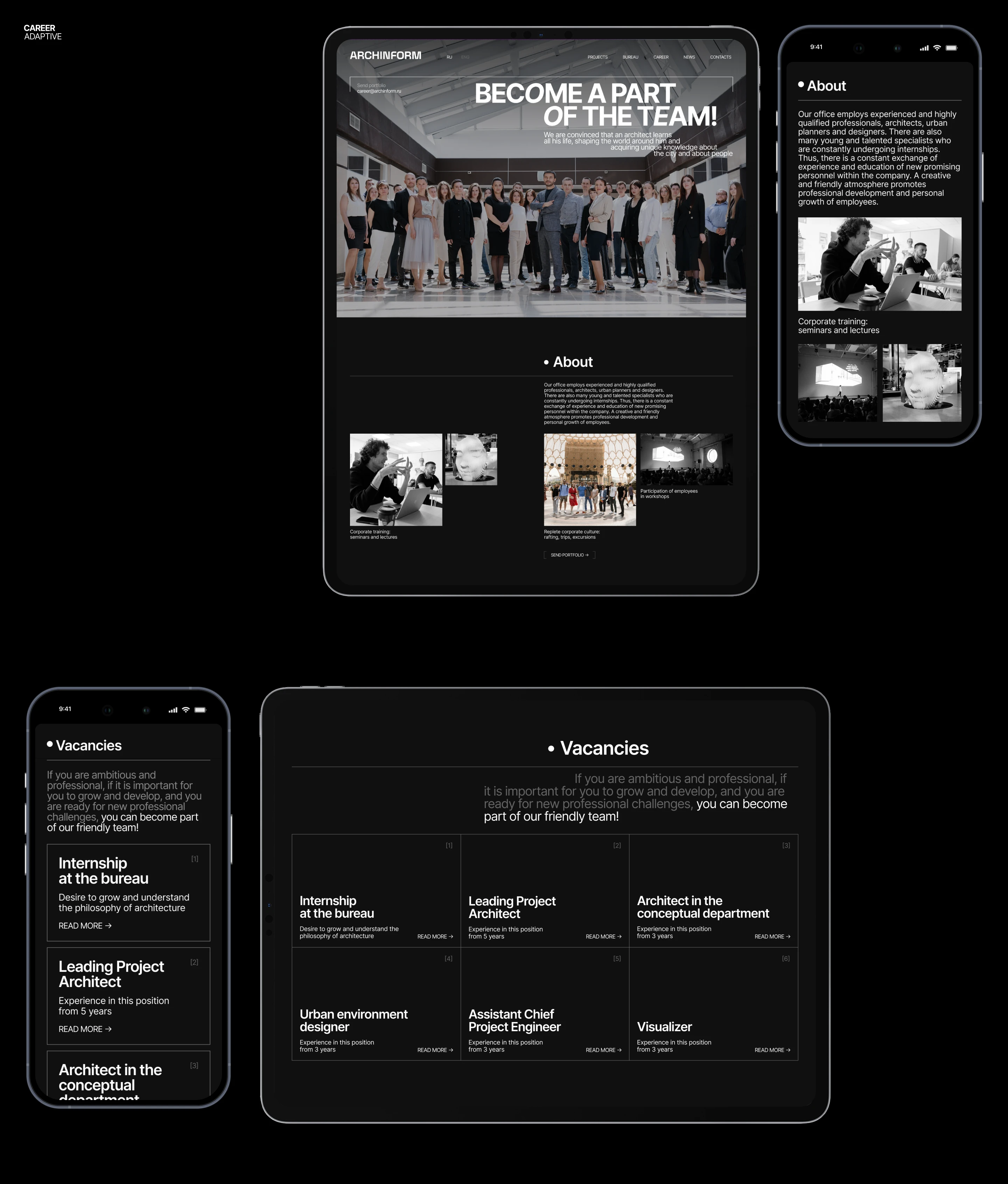 ARCHINFORM | CORPORATE WEBSITE — Изображение №14 — Интерфейсы, Архитектура на Dprofile