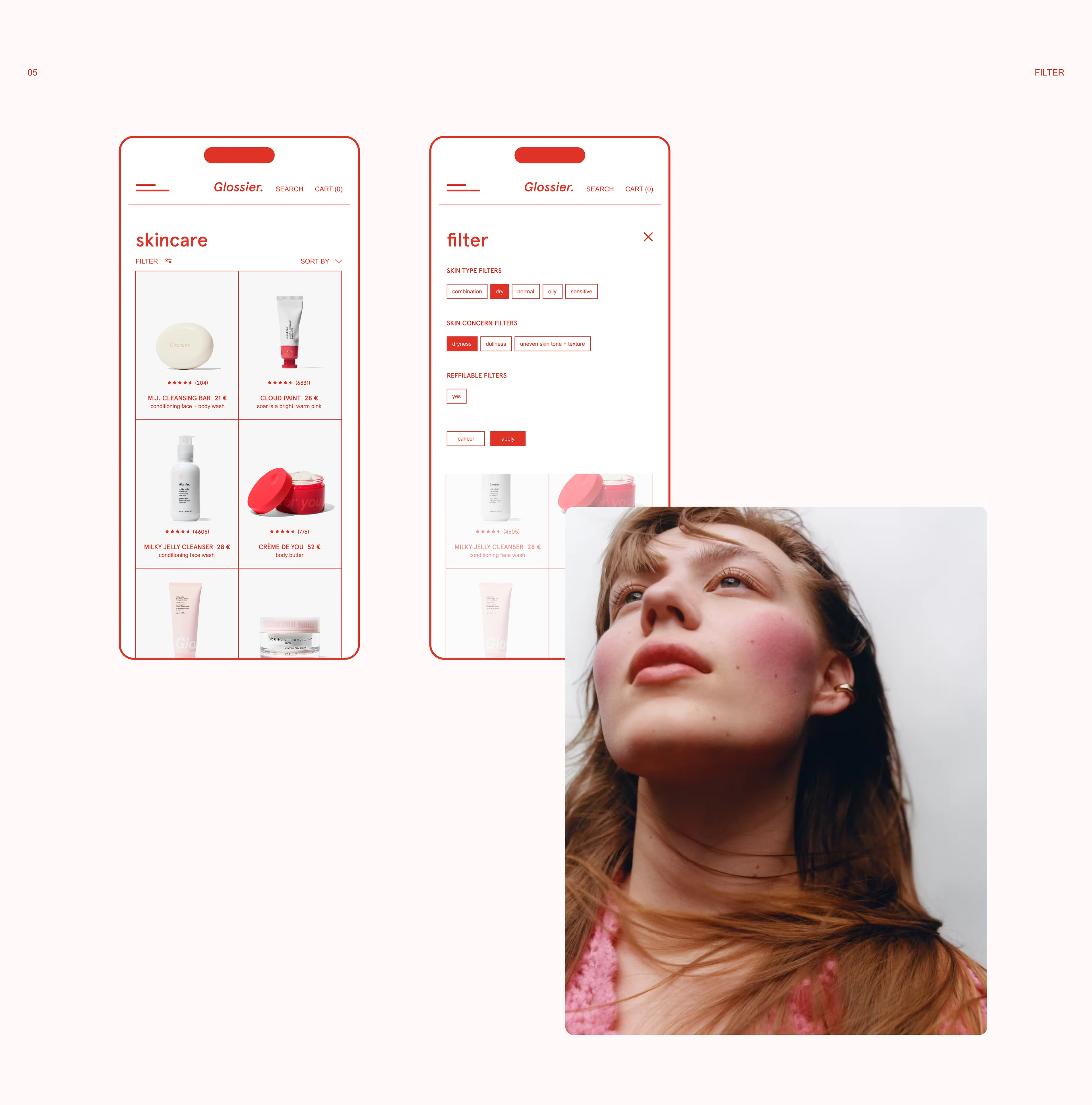 GLOSSIER. концепт редизайна для ондайн-магазина косметики — Изображение №10 — Интерфейсы, Брендинг на Dprofile