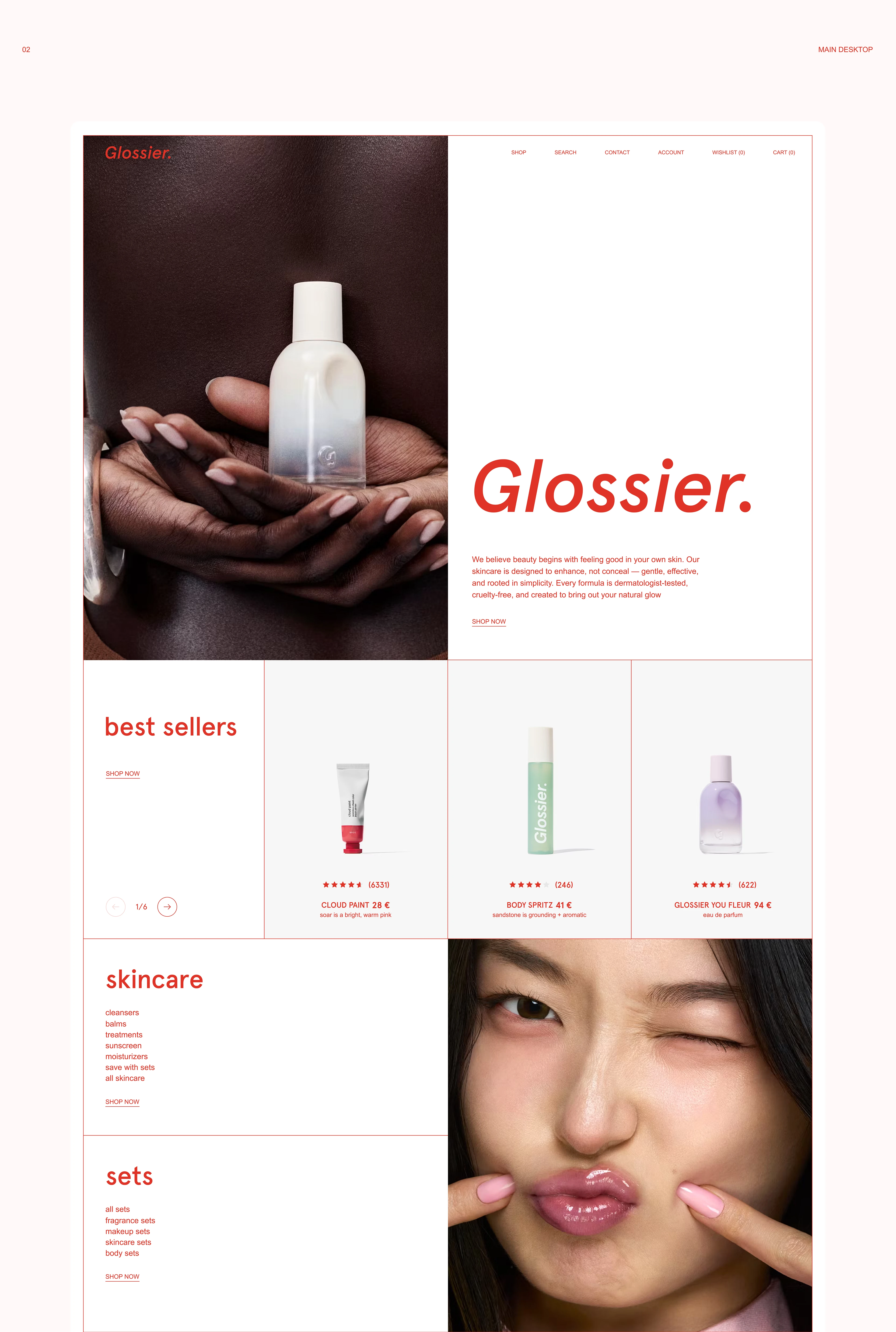 GLOSSIER. концепт редизайна для ондайн-магазина косметики — Изображение №3 — Интерфейсы, Брендинг на Dprofile