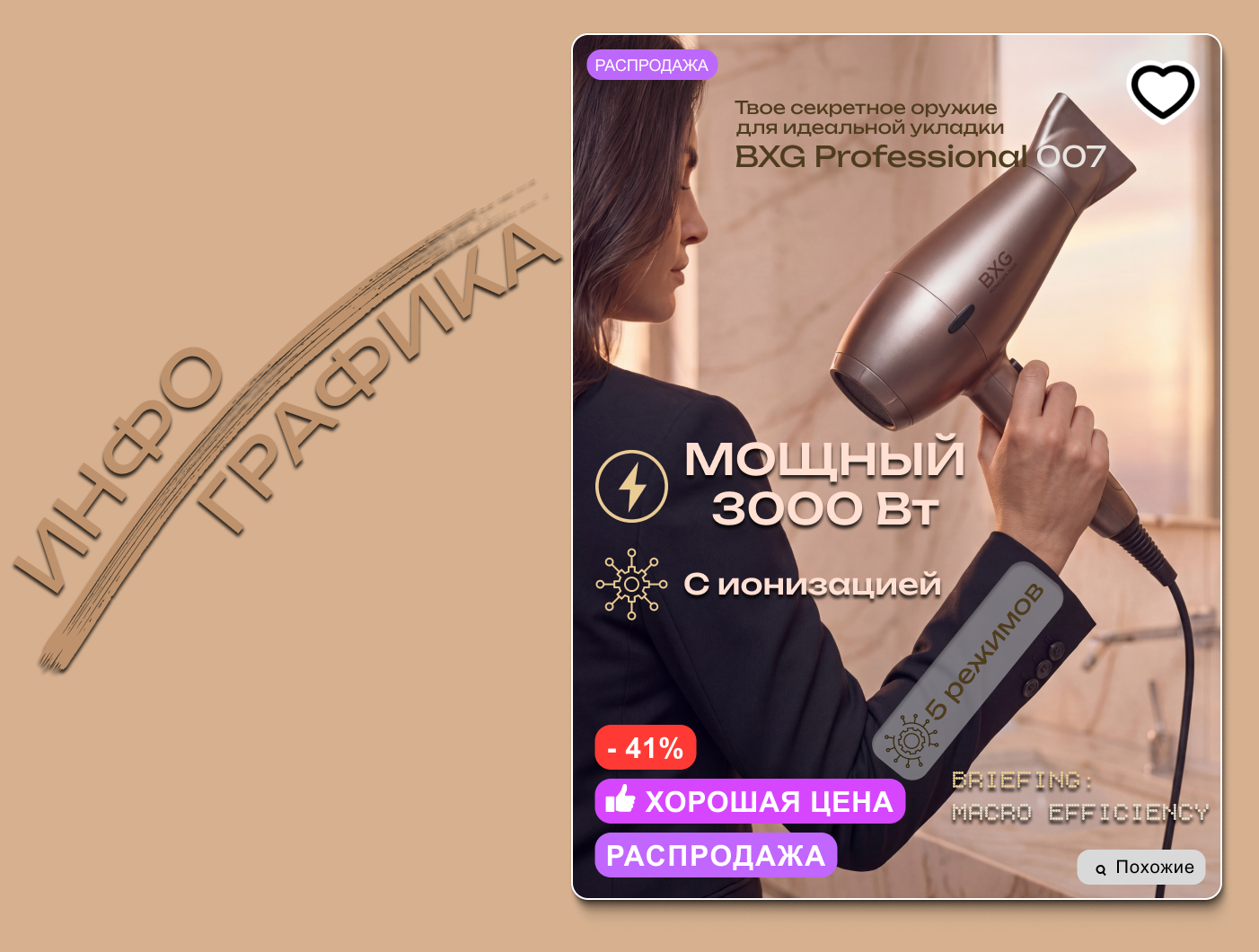 Премиальный фен BXG Professional 007 Series. — Изображение №1 — Брендинг, Графика на Dprofile