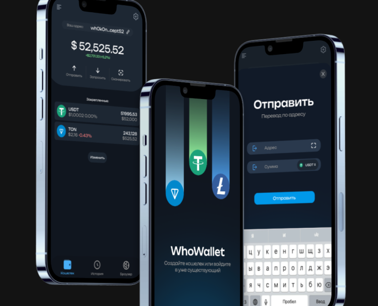 WhoWallet — Интерфейс приложения — Интерфейсы, Брендинг на Dprofile