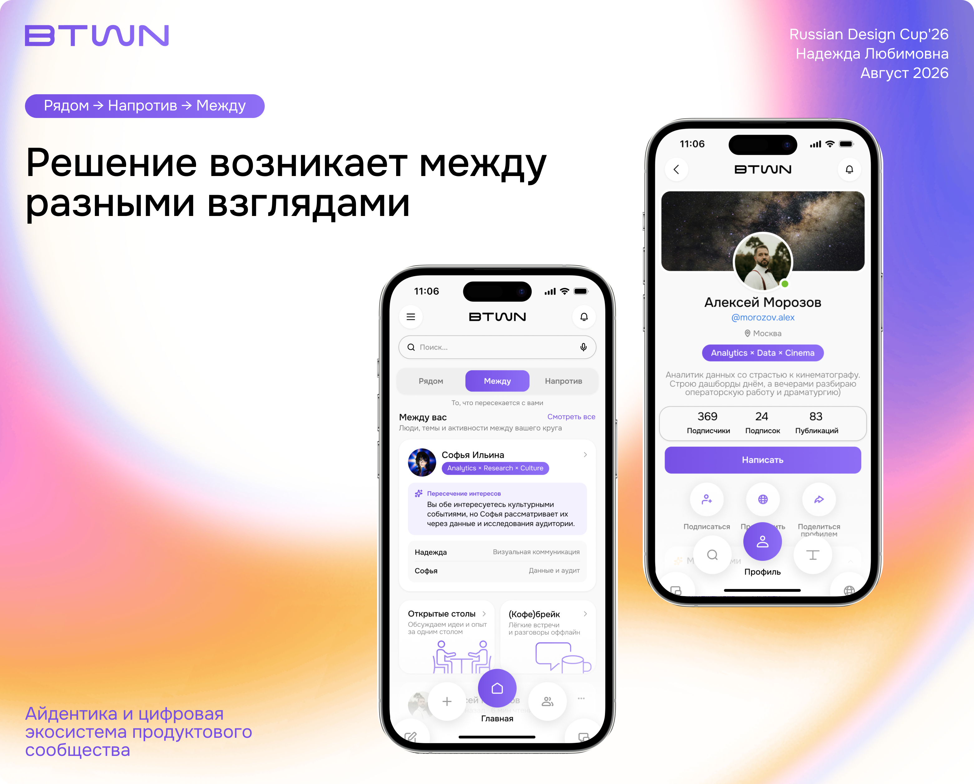 BTWN | RDC'26 — Изображение №1 — Интерфейсы, Брендинг на Dprofile