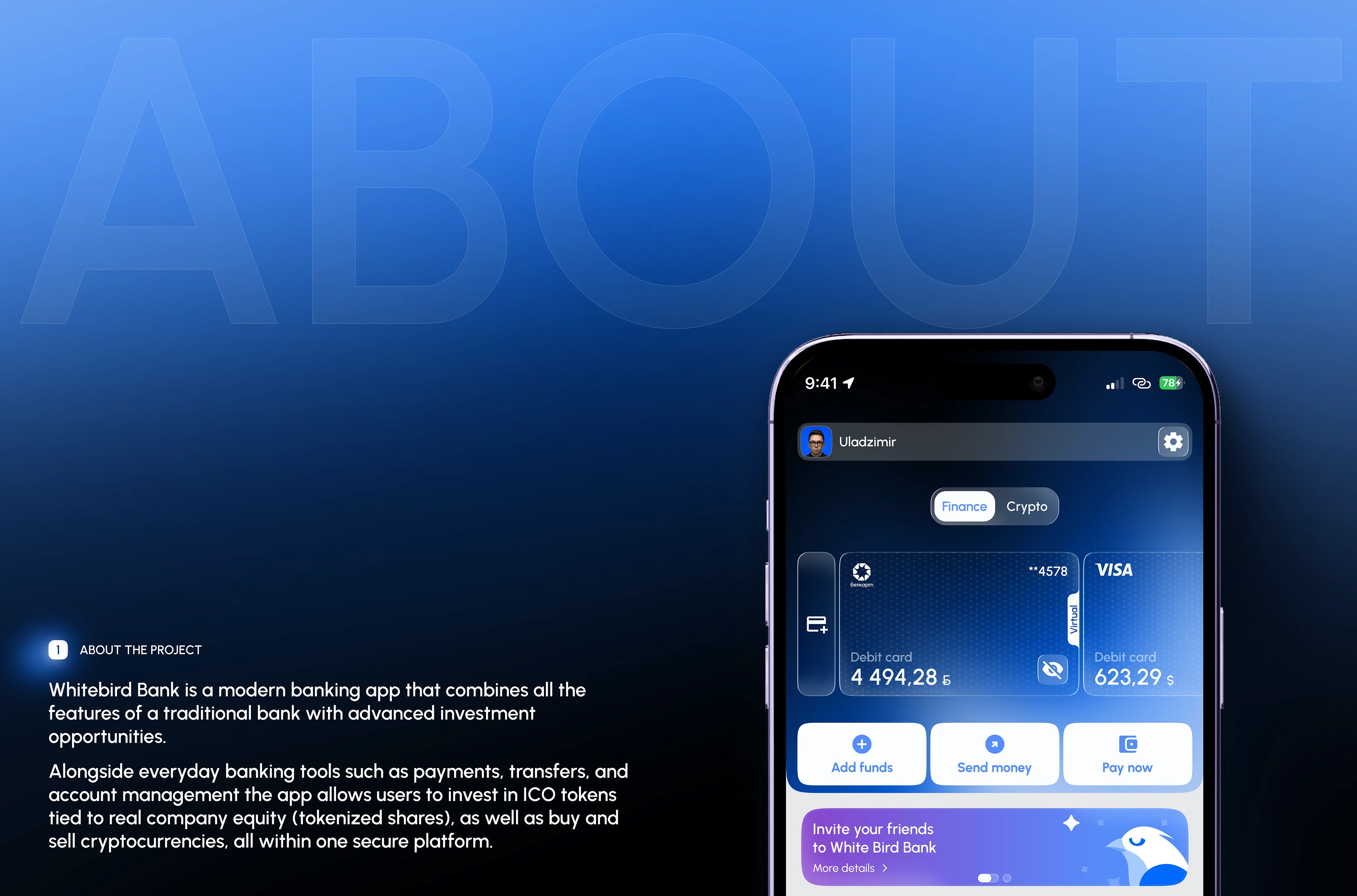 Whitebird Bank | FinTech UI/UX Design — Изображение №2 — Интерфейсы, Брендинг на Dprofile