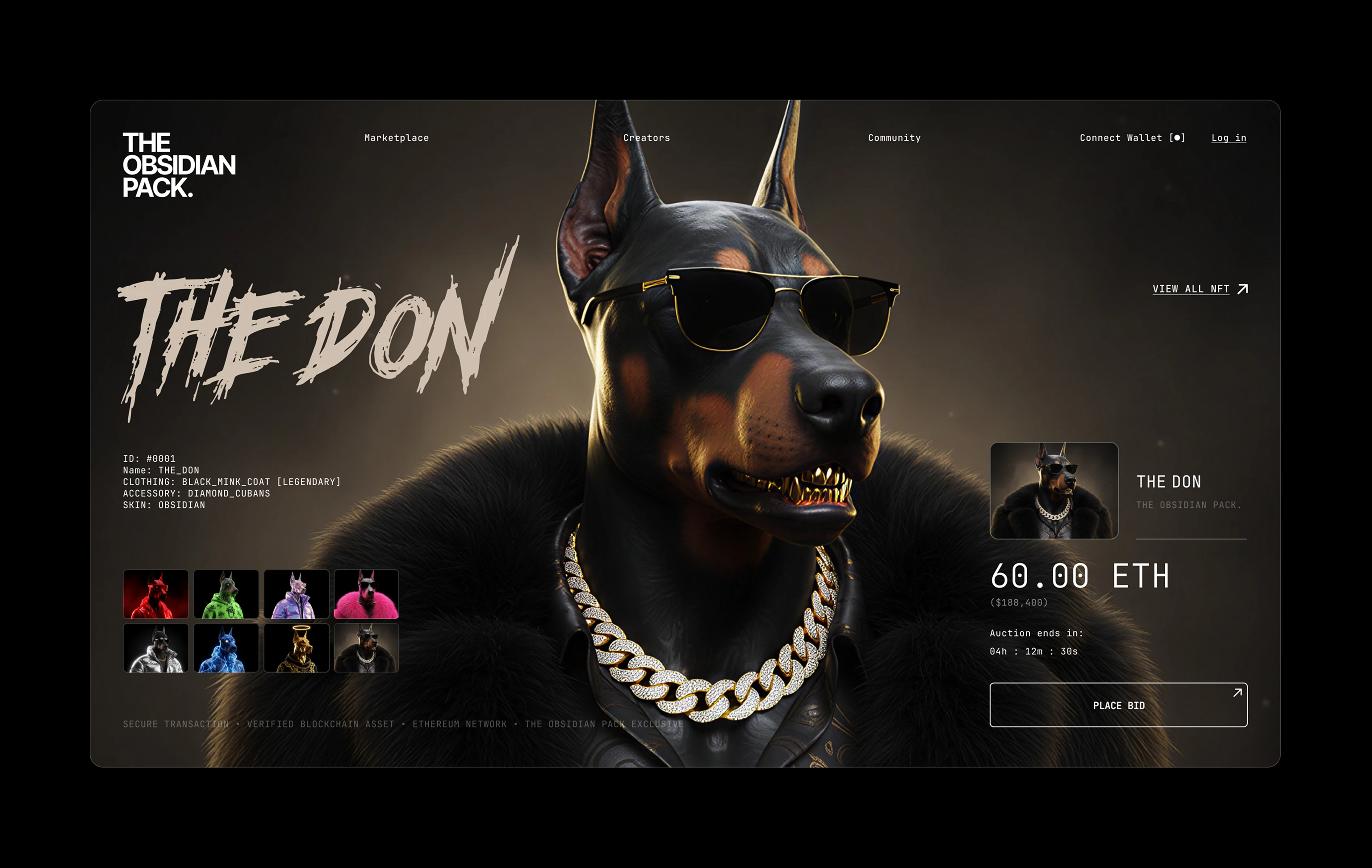 THE OBSIDIAN PACK — NFT MARKETPLACE & WEB3 EXPERIENCE — Изображение №5 — Интерфейсы на Dprofile