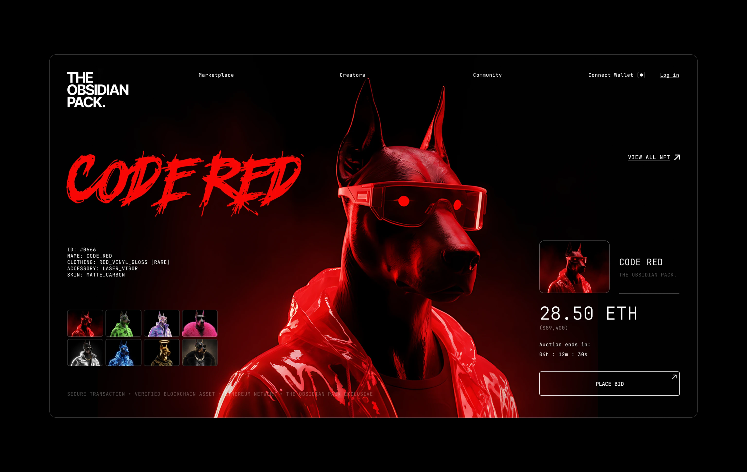 THE OBSIDIAN PACK — NFT MARKETPLACE & WEB3 EXPERIENCE — Изображение №3 — Интерфейсы на Dprofile