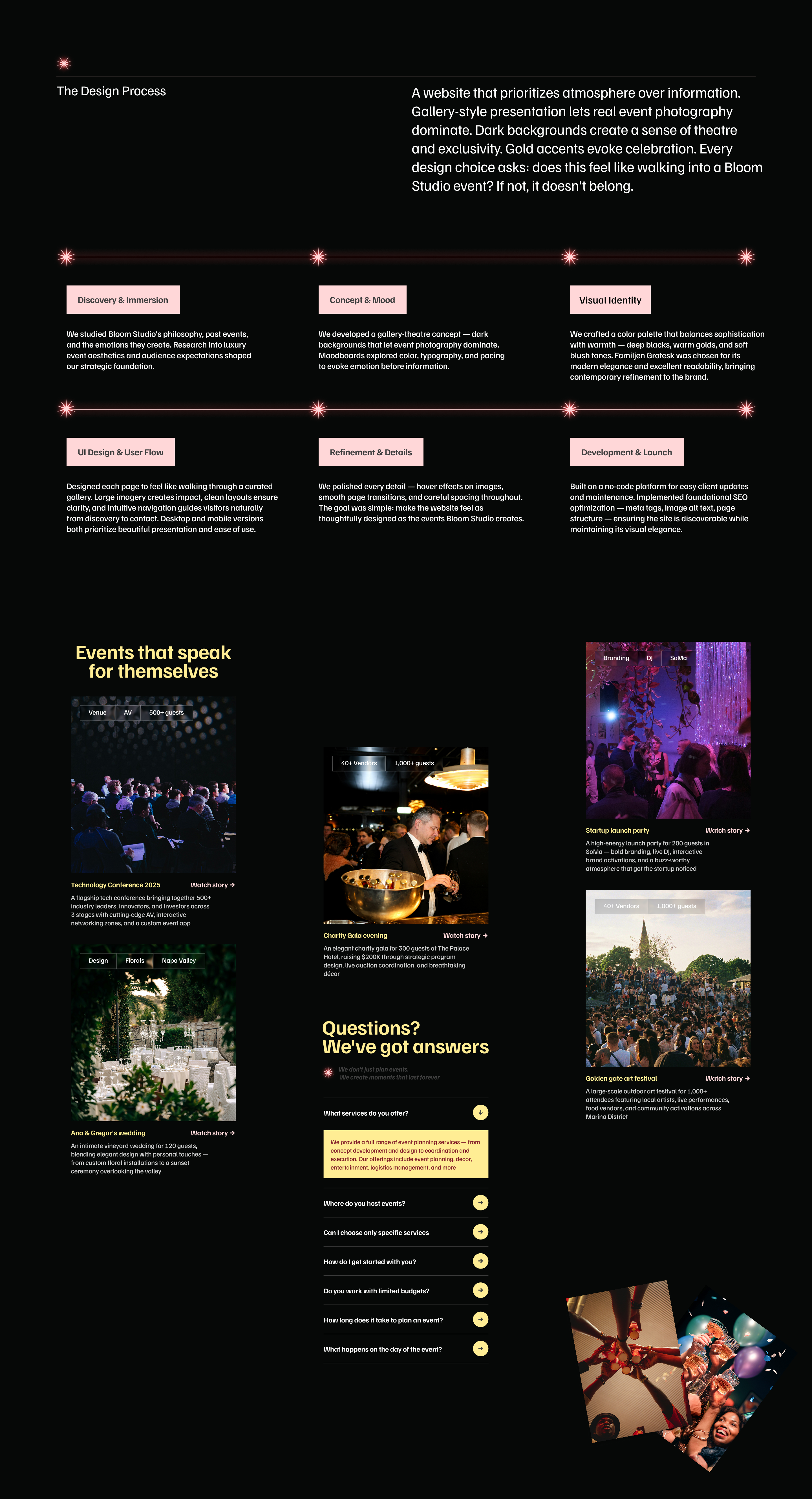 Bloom Studio — Event Planning Web Design — Изображение №10 — Интерфейсы на Dprofile