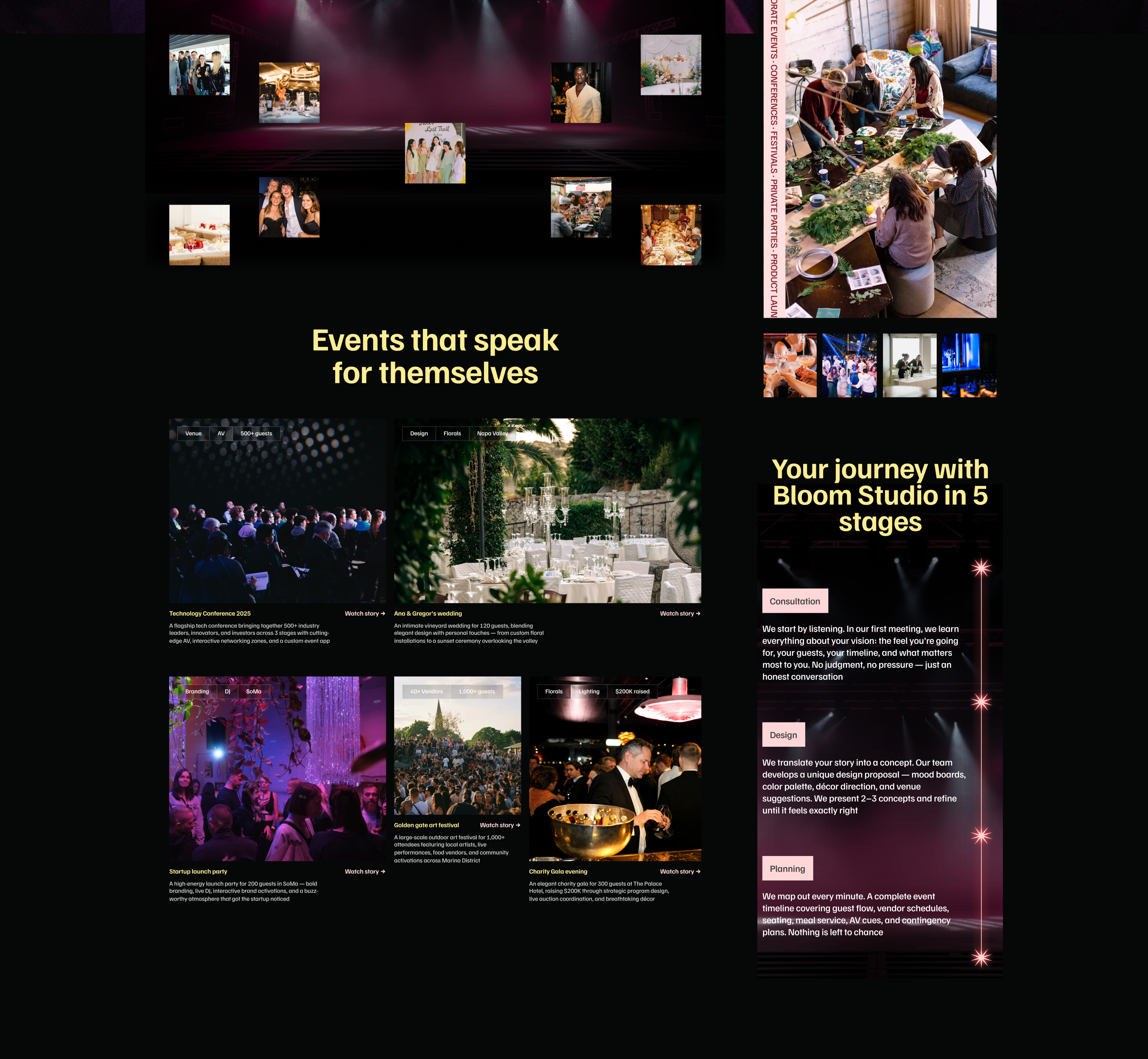 Bloom Studio — Event Planning Web Design — Изображение №9 — Интерфейсы на Dprofile