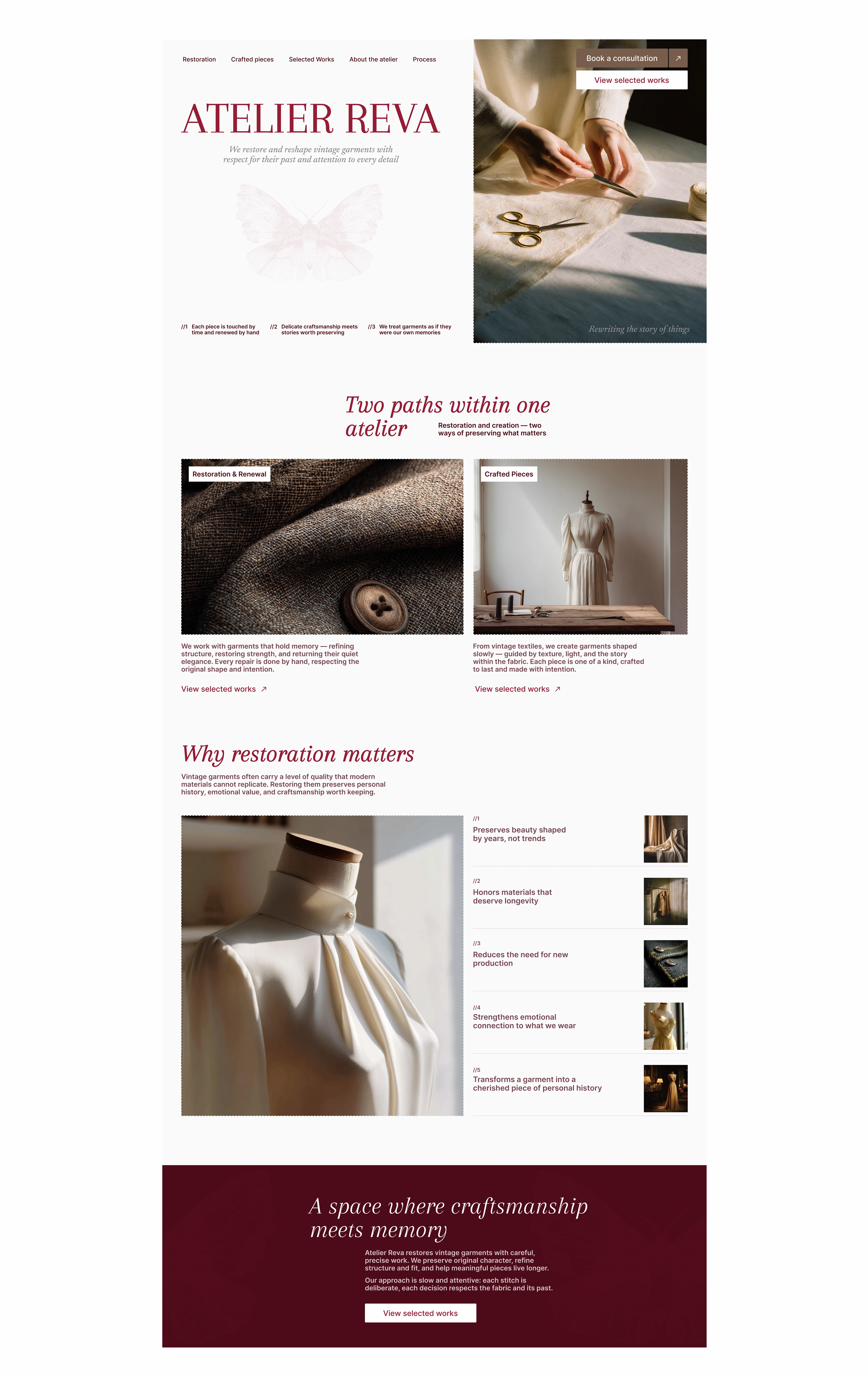 Atelier Reva — website design for a vintage studio — Изображение №5 — Интерфейсы, Брендинг на Dprofile