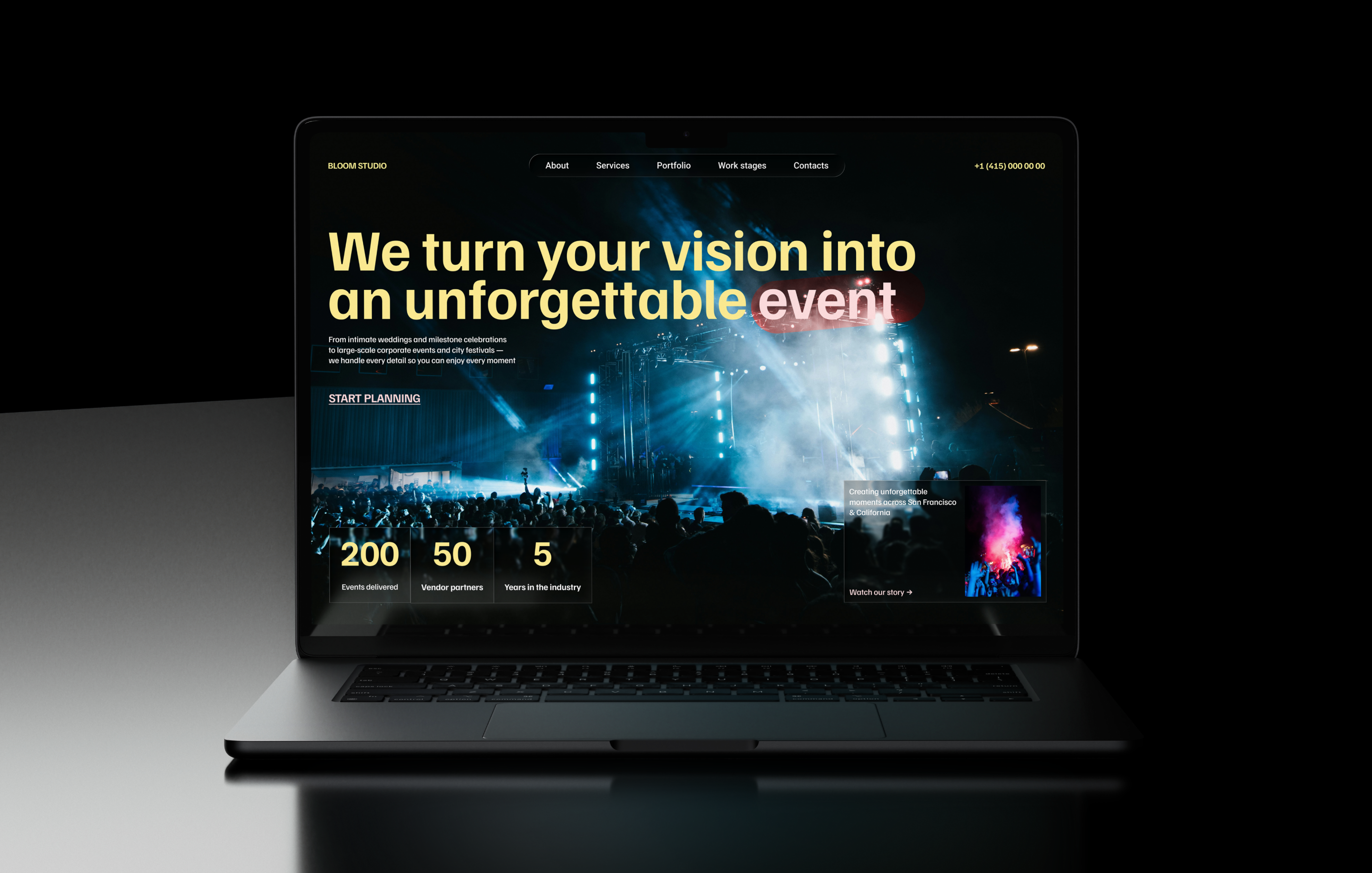 Bloom Studio — Event Planning Web Design — Изображение №3 — Интерфейсы на Dprofile