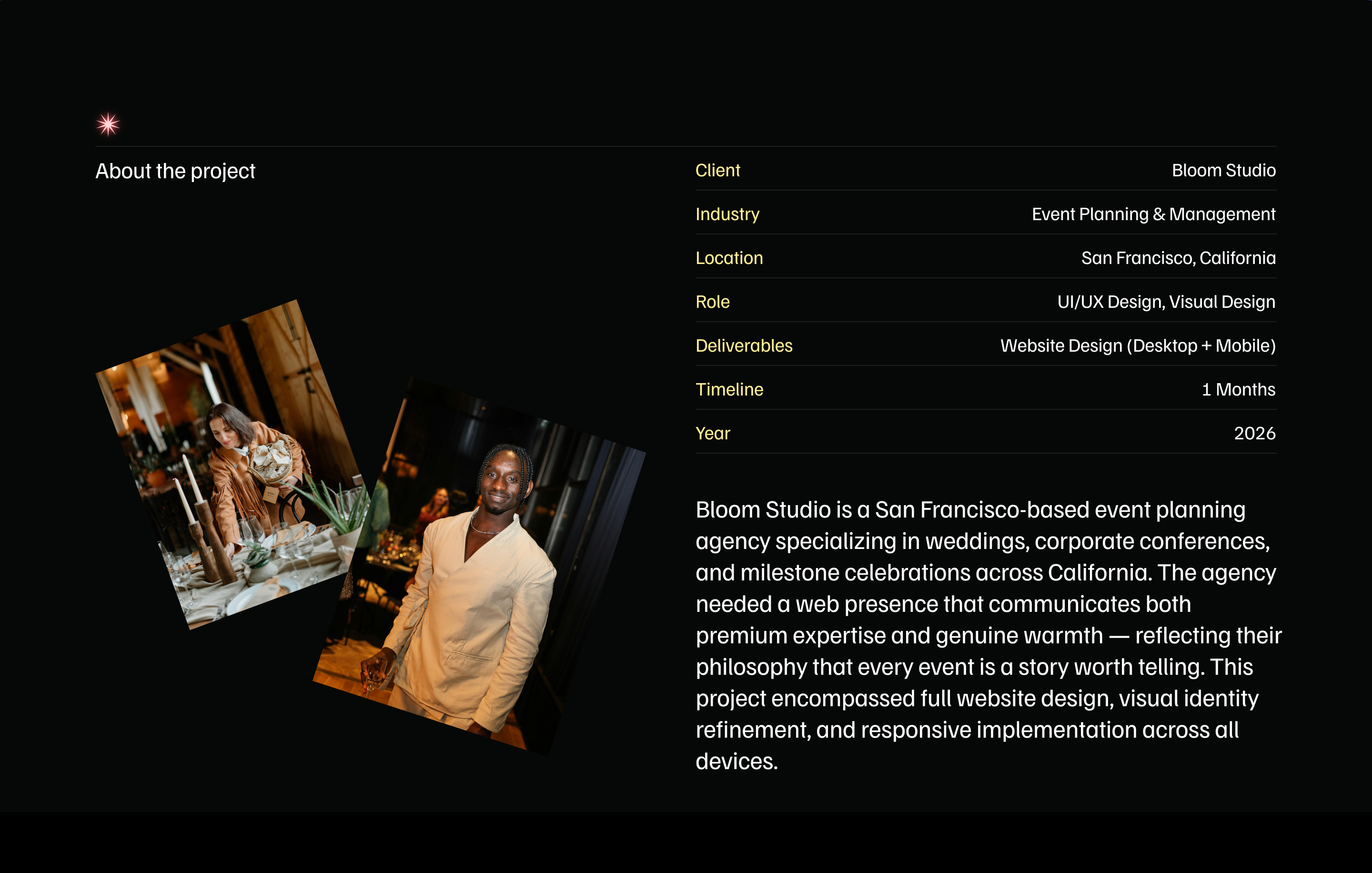 Bloom Studio — Event Planning Web Design — Изображение №2 — Интерфейсы на Dprofile