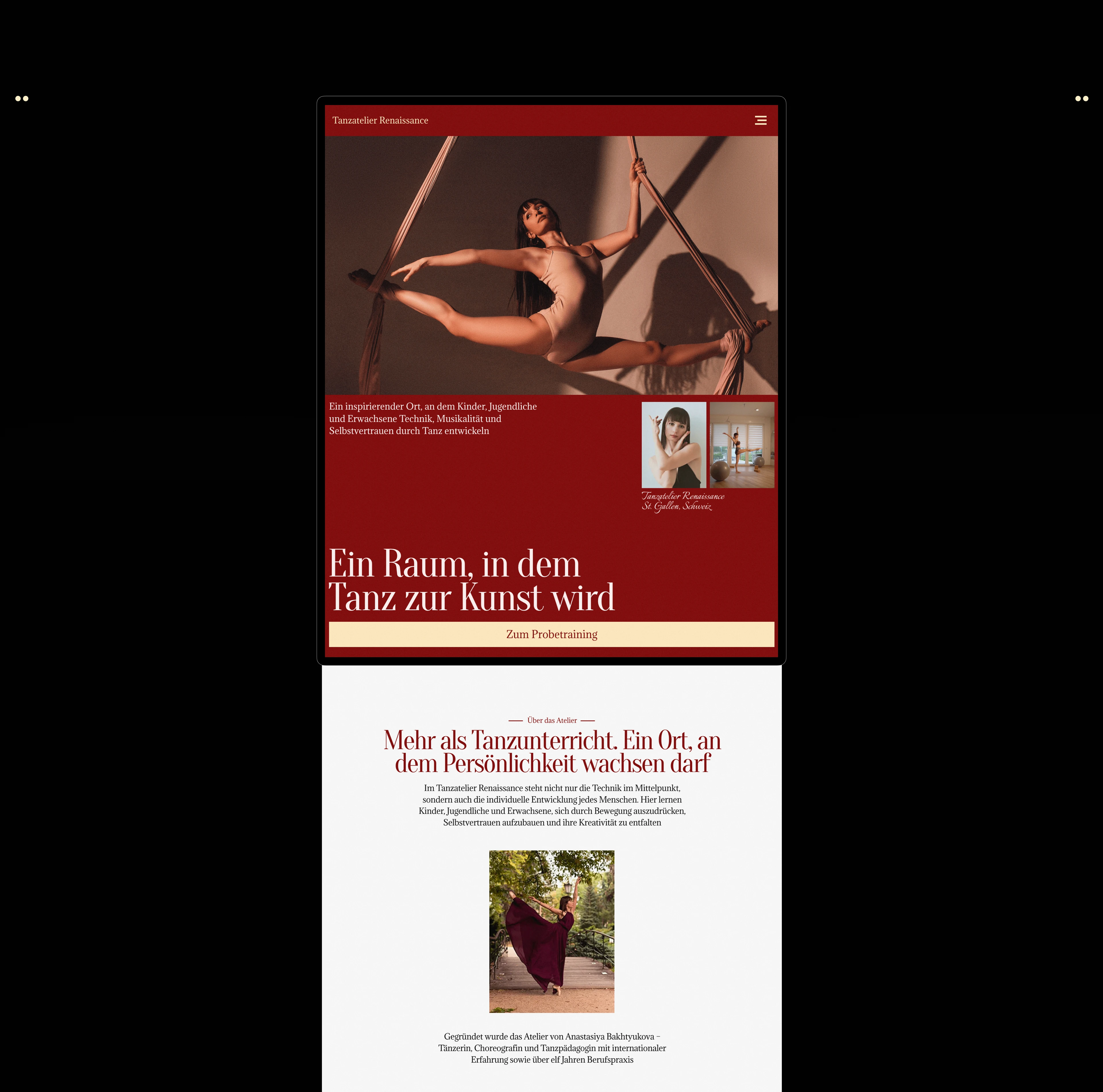 Tanzatelier Renaissance — Dance Studio Website — Изображение №11 — Интерфейсы на Dprofile