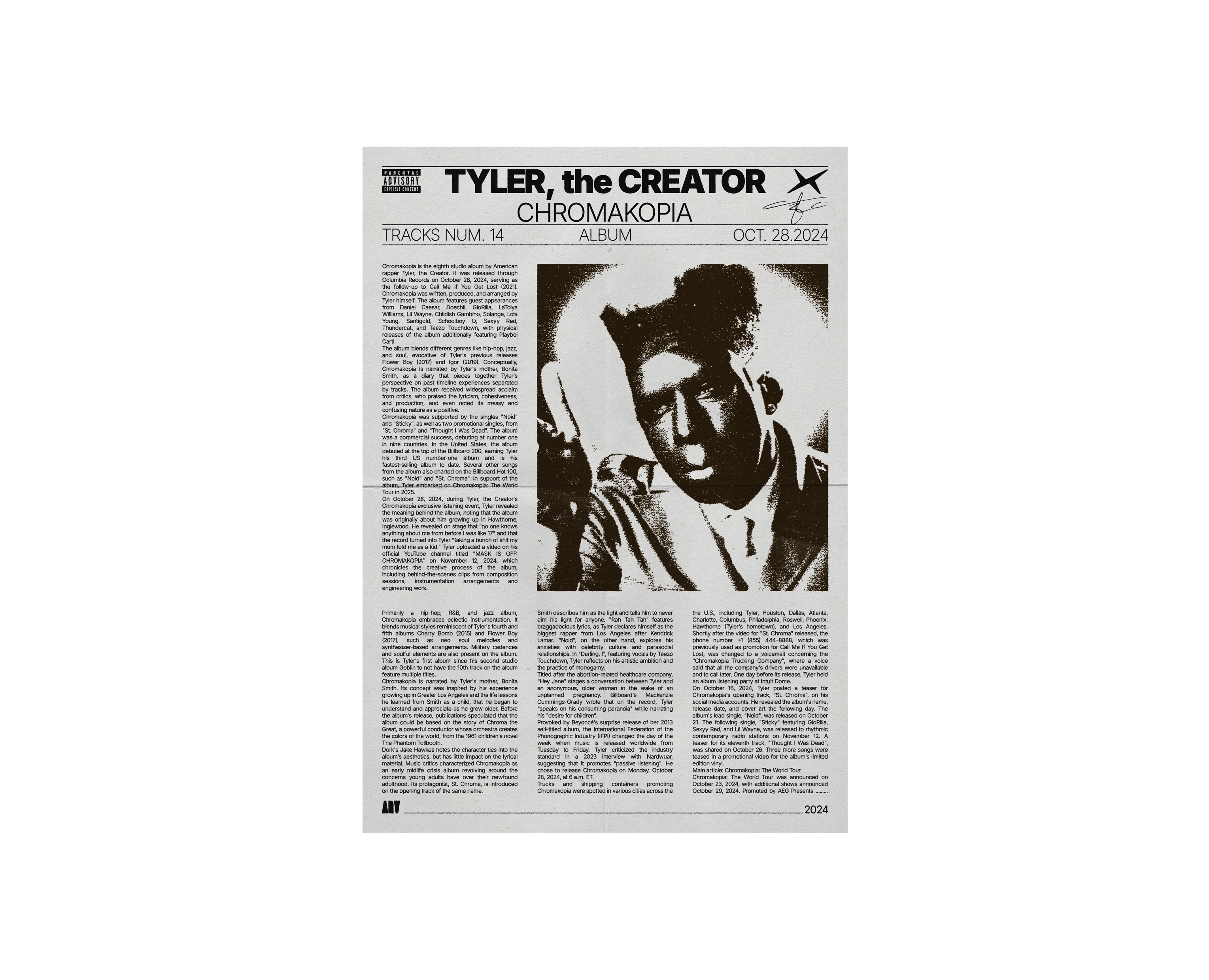 Chromakopia Tyler, the Creator Poster Design — Иллюстрация, Графика на Dprofile