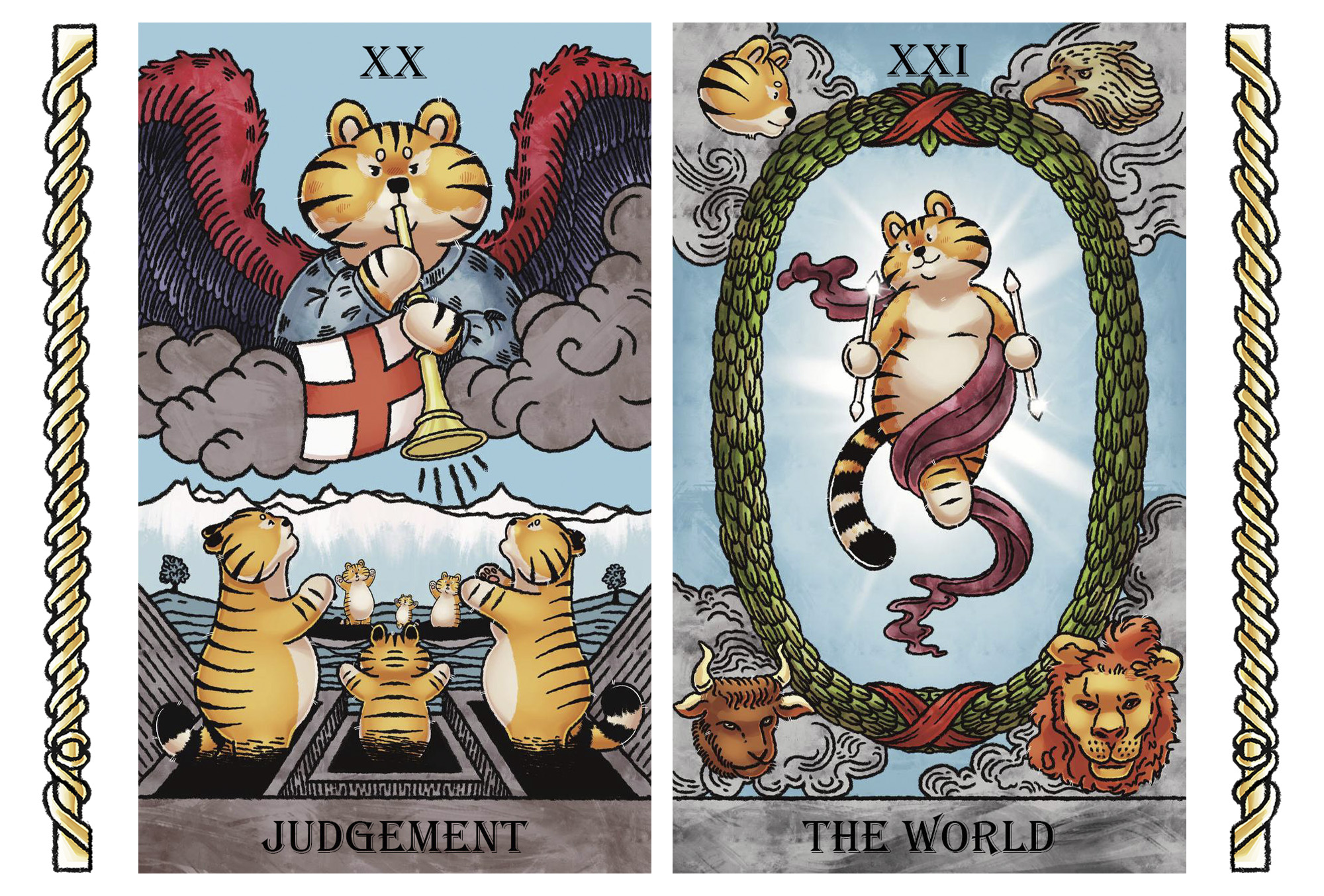 КАРТЫ ТАРО - Коммерческая Иллюстрация CHUBBY TIGER TAROT — Изображение №17 — Иллюстрация, Графика на Dprofile