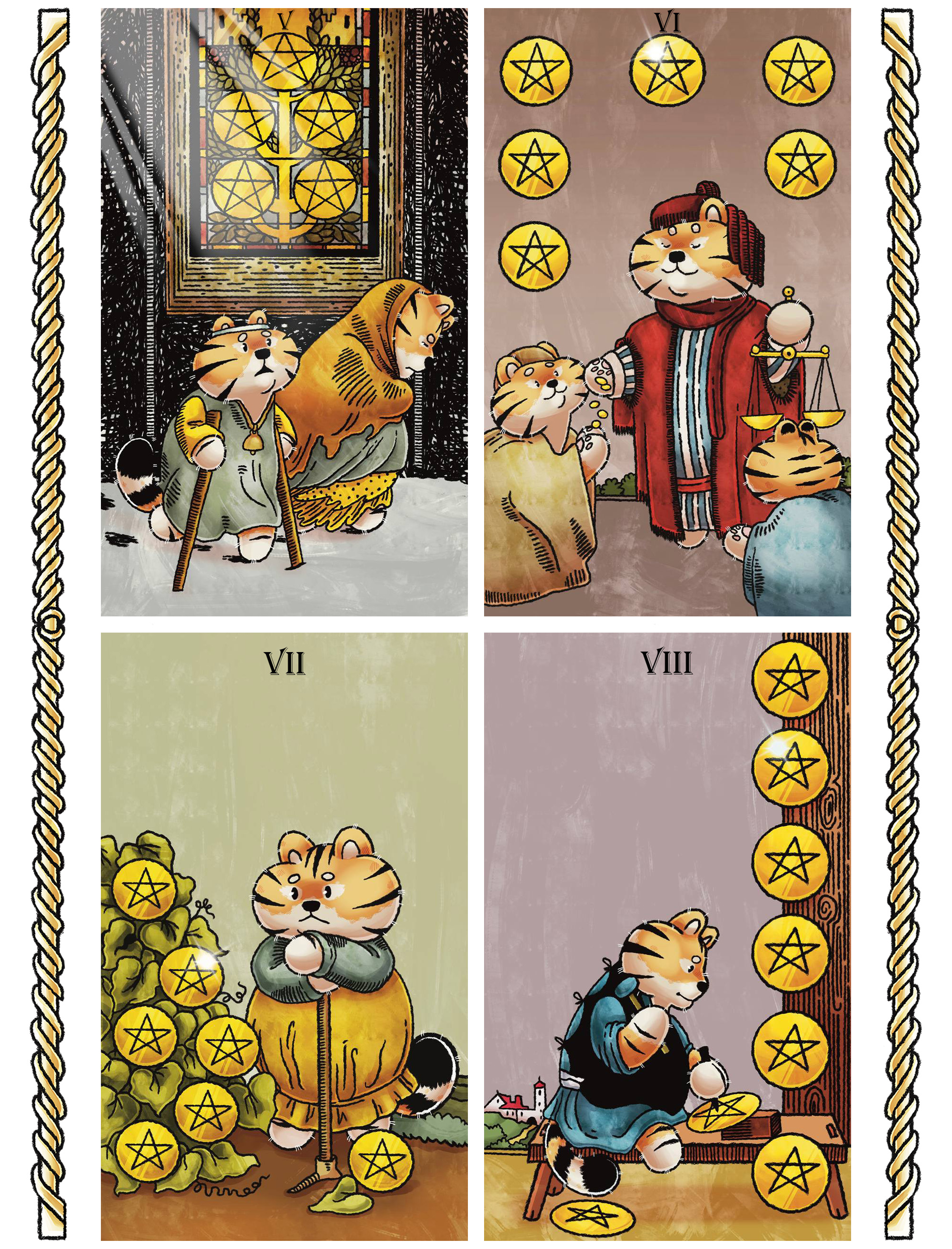 КАРТЫ ТАРО - Коммерческая Иллюстрация CHUBBY TIGER TAROT — Изображение №32 — Иллюстрация, Графика на Dprofile
