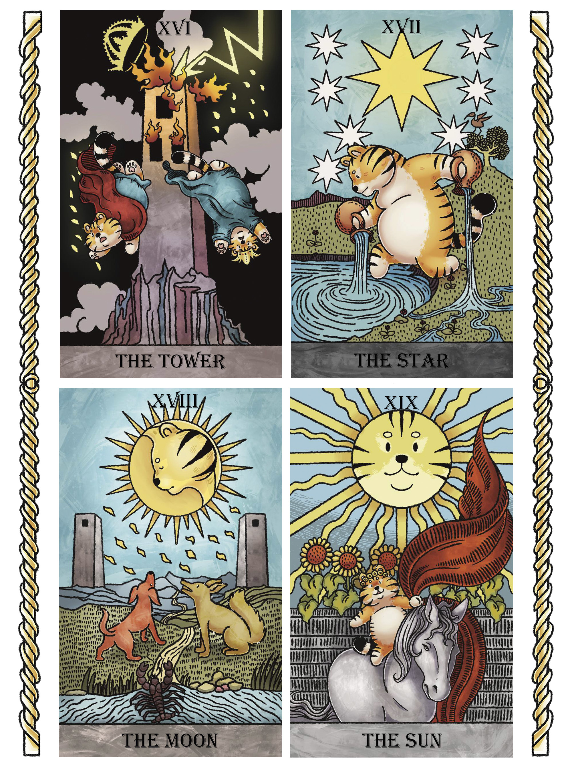 КАРТЫ ТАРО - Коммерческая Иллюстрация CHUBBY TIGER TAROT — Изображение №15 — Иллюстрация, Графика на Dprofile