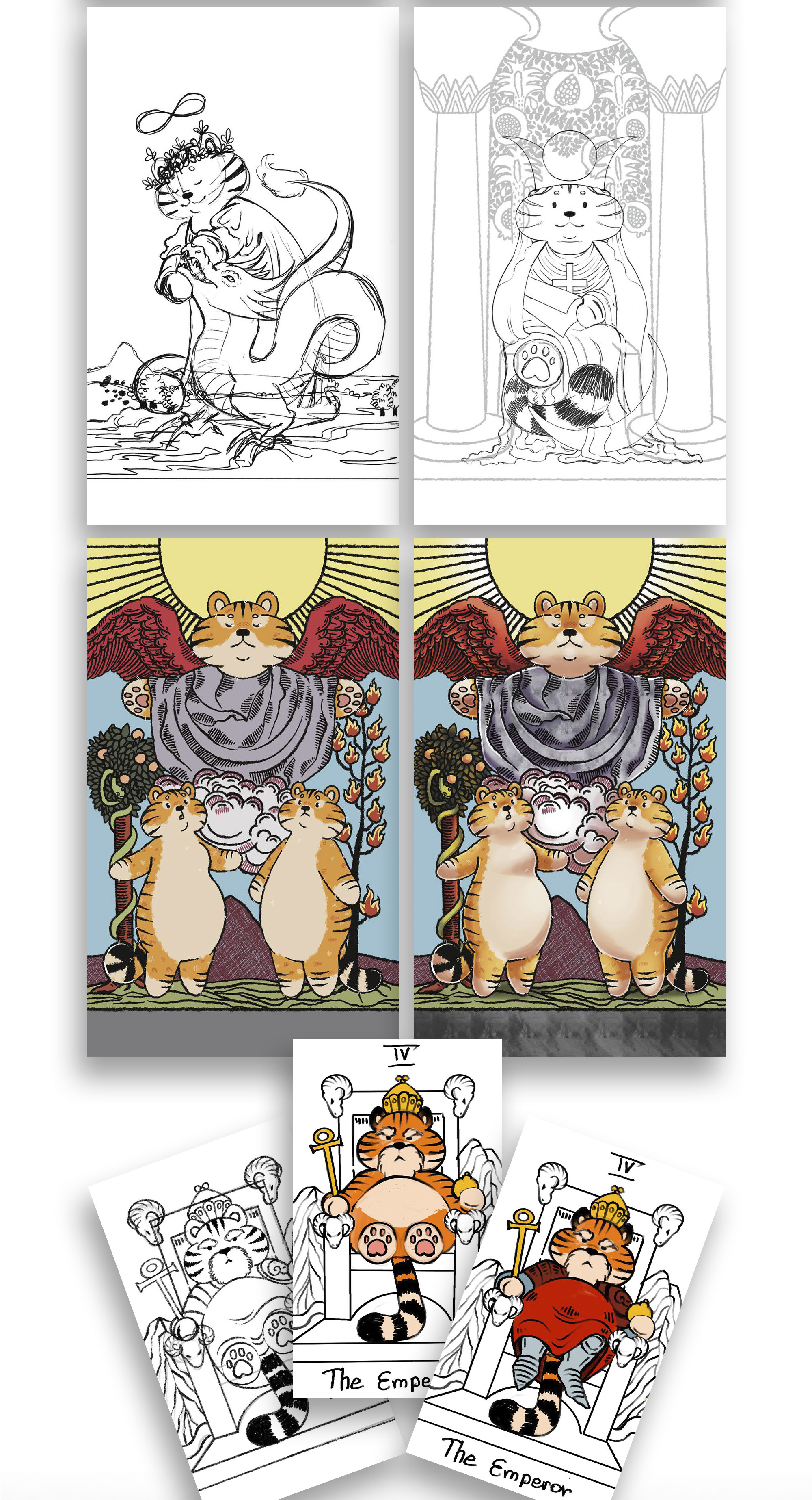 КАРТЫ ТАРО - Коммерческая Иллюстрация CHUBBY TIGER TAROT — Изображение №42 — Иллюстрация, Графика на Dprofile