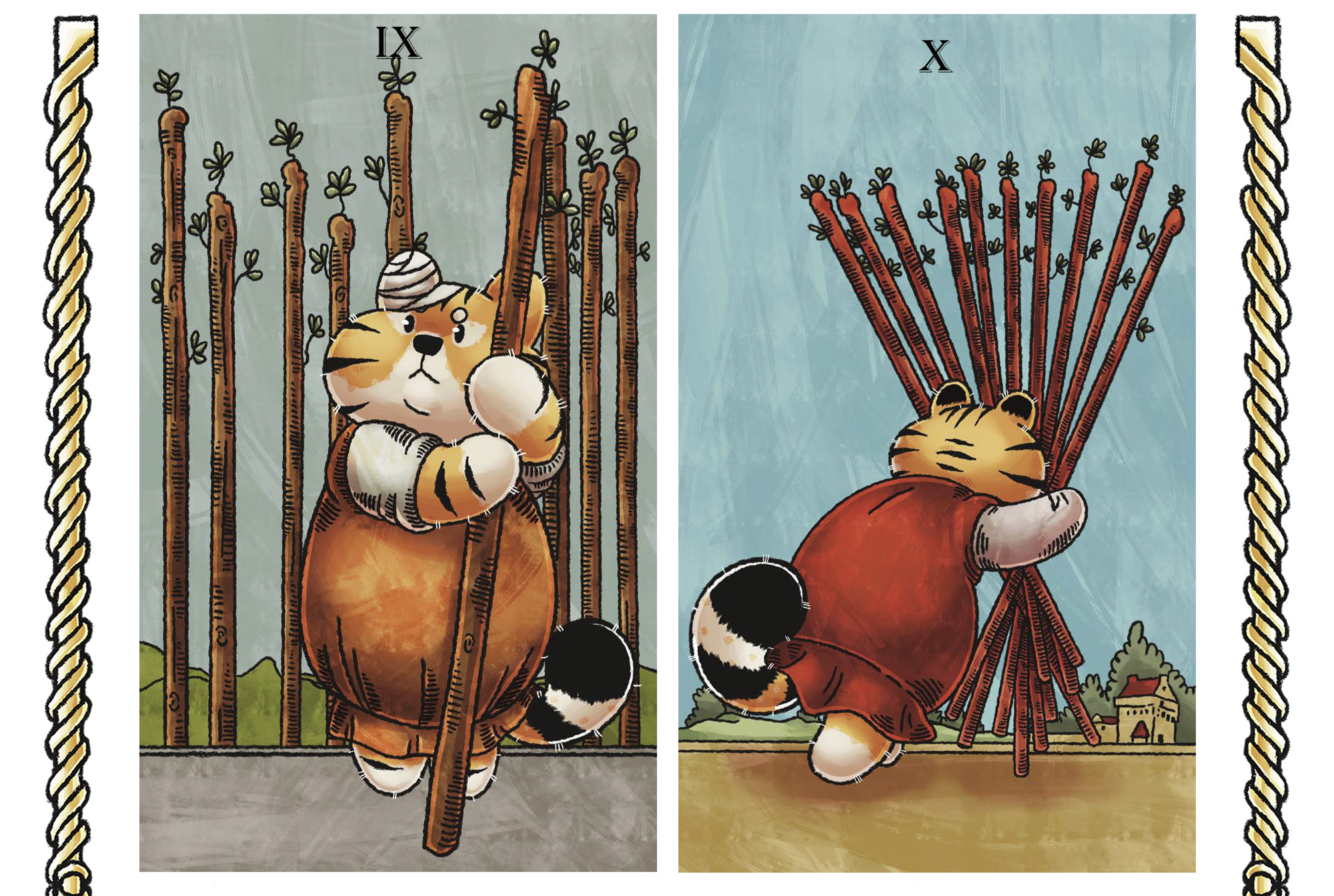КАРТЫ ТАРО - Коммерческая Иллюстрация CHUBBY TIGER TAROT — Изображение №22 — Иллюстрация, Графика на Dprofile