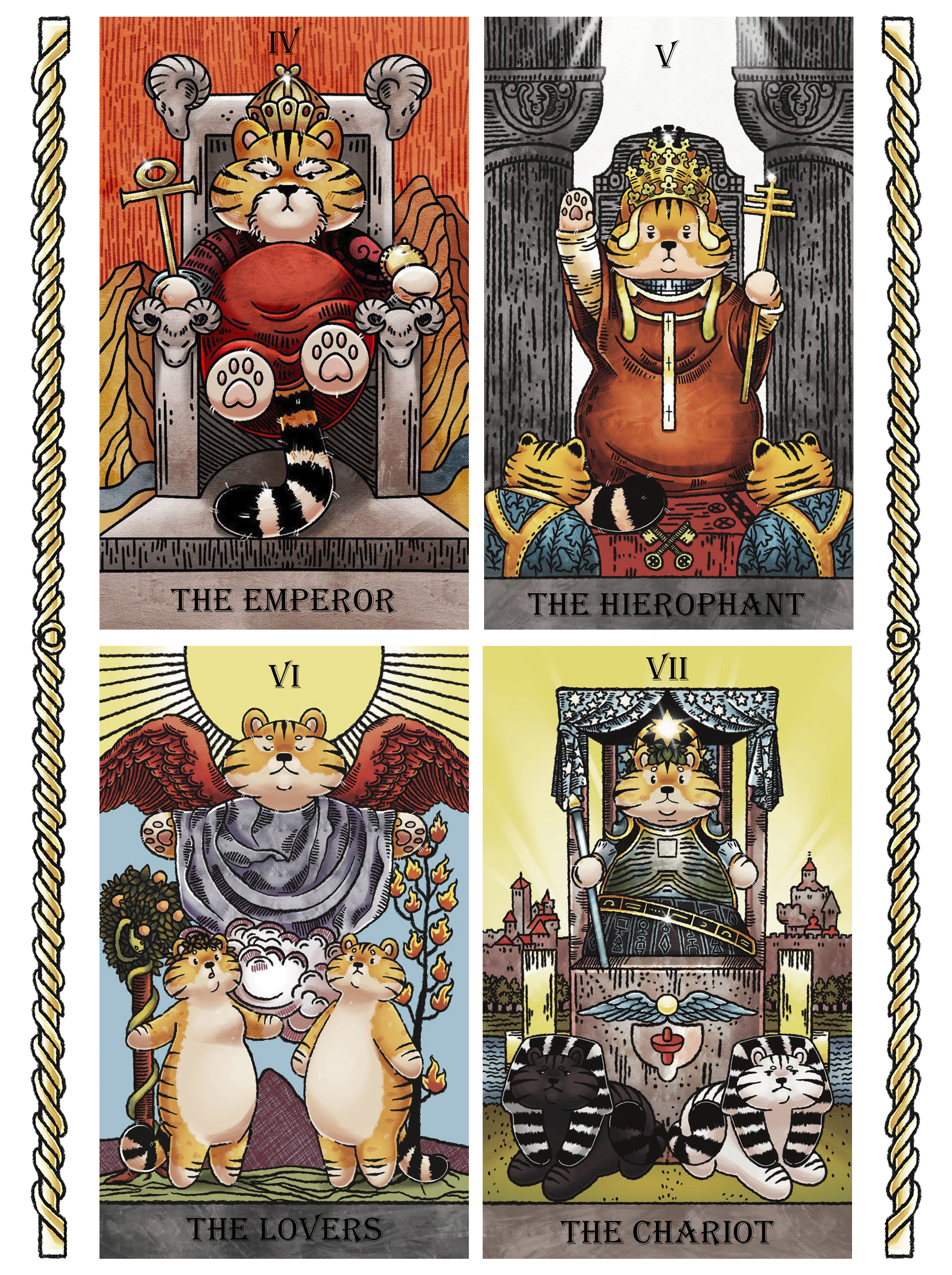 КАРТЫ ТАРО - Коммерческая Иллюстрация CHUBBY TIGER TAROT — Изображение №9 — Иллюстрация, Графика на Dprofile