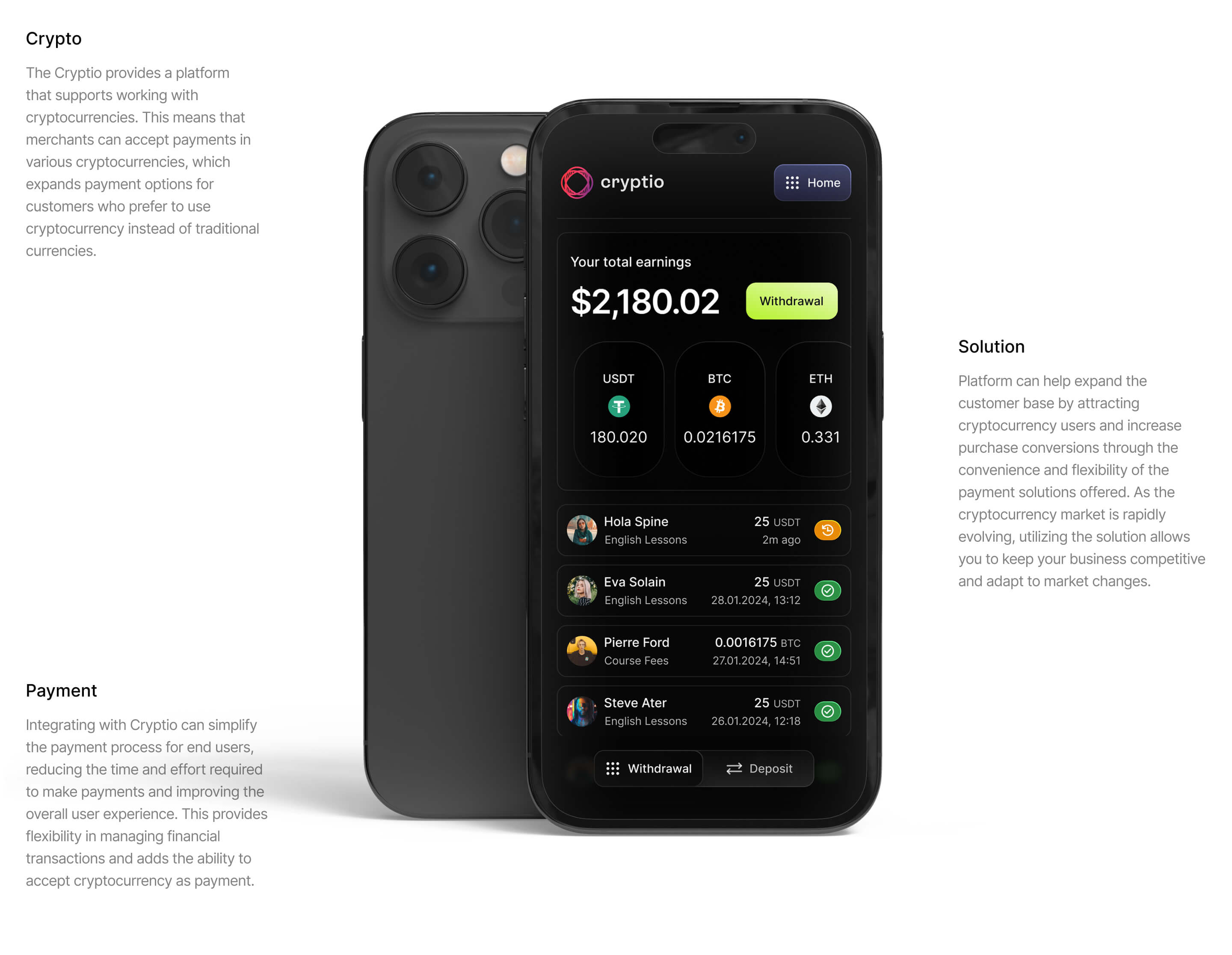 Criptio — Веб-сервис для платежей в крипте — Изображение №2 — Интерфейсы на Dprofile