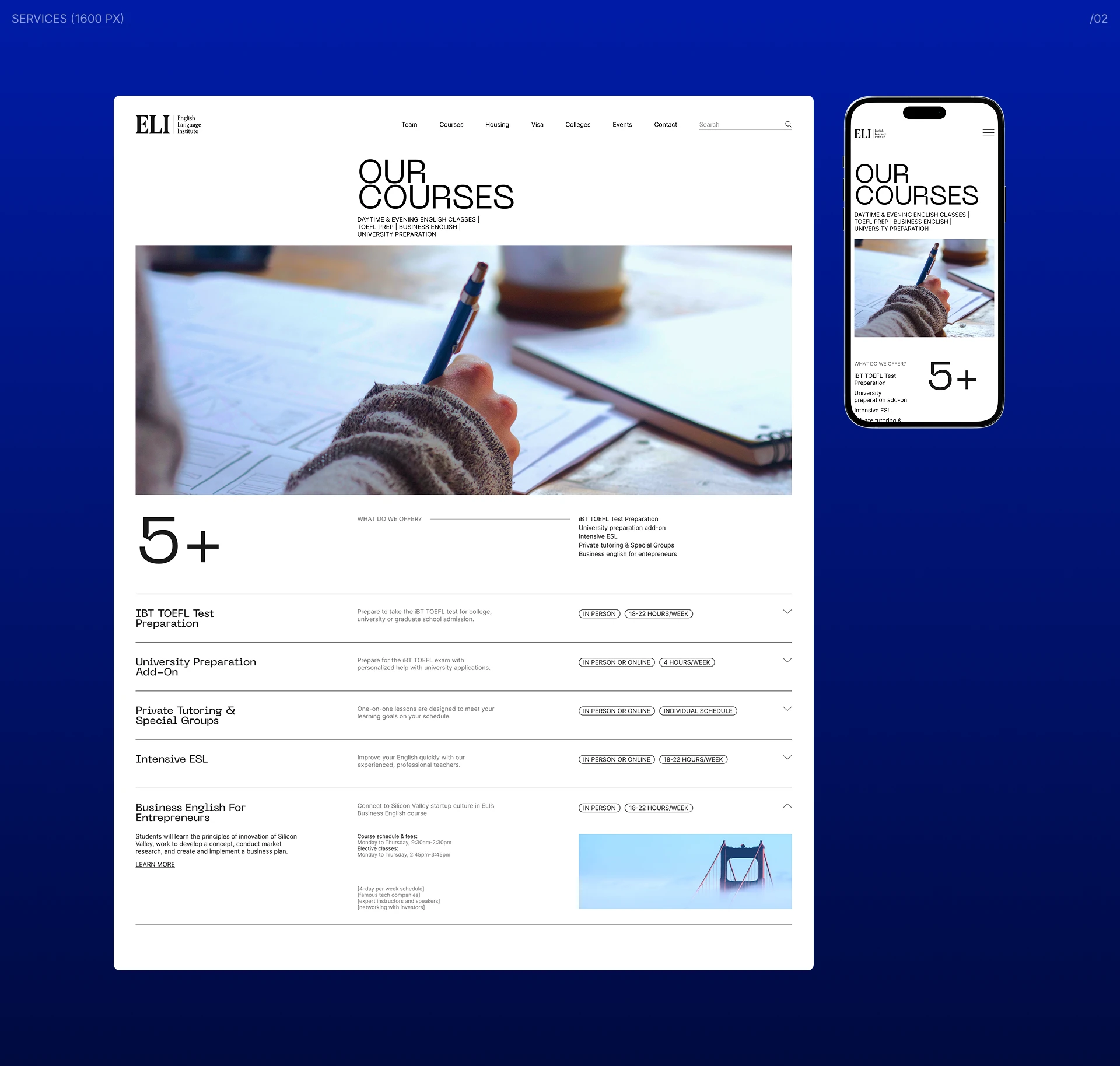 English Language Institute | website redesign — Изображение №6 — Интерфейсы на Dprofile