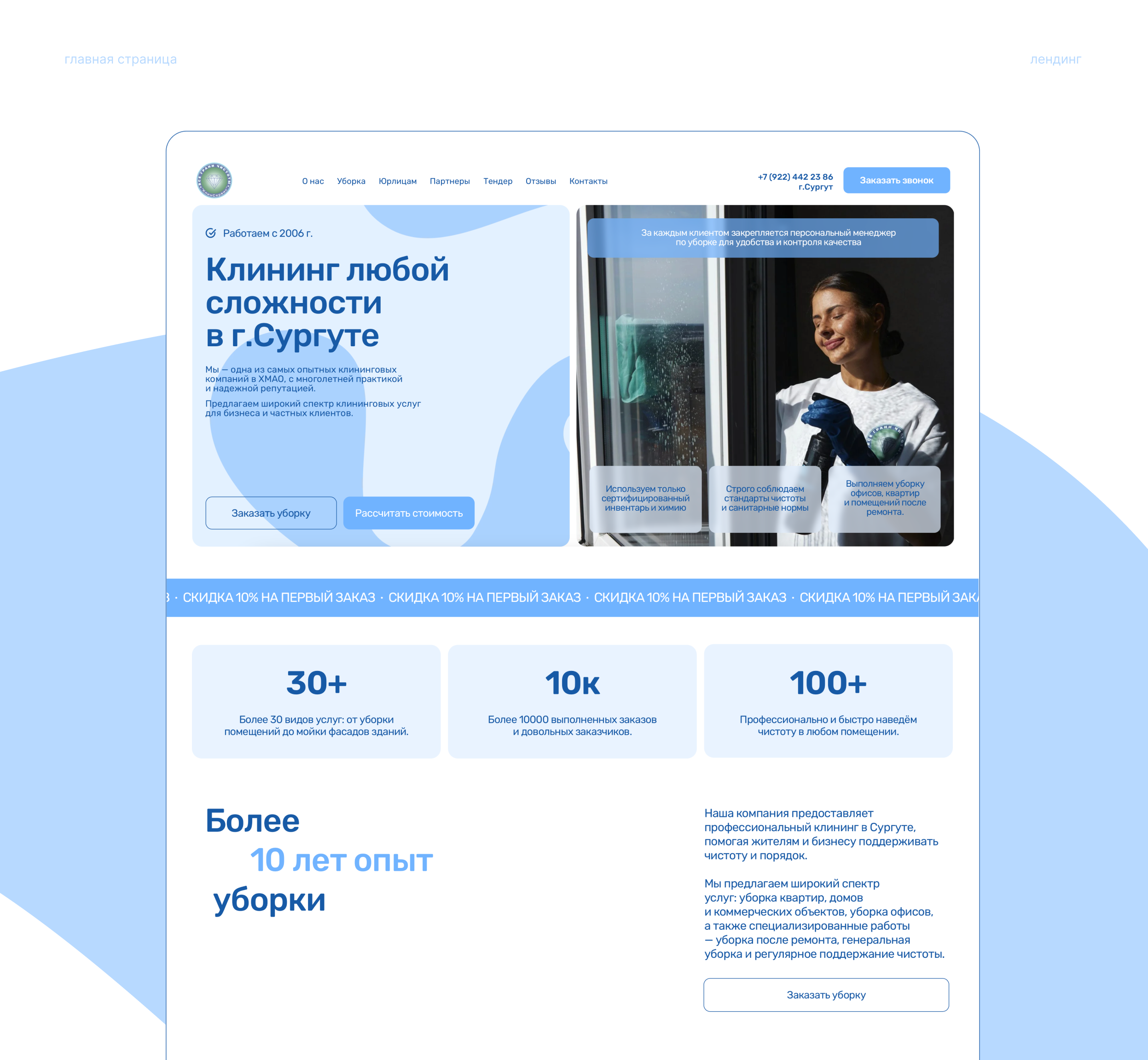 Клинсервис | сайт для клининговой компании — Изображение №4 — Интерфейсы, Брендинг на Dprofile