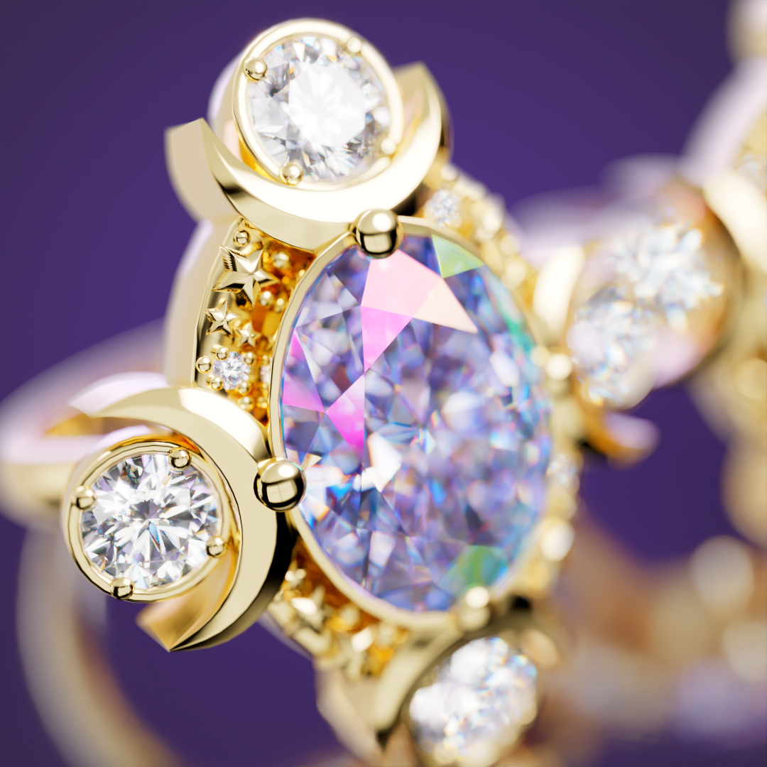 Moon Ring — фотореалистичная визуализация ювелирного кольца — Изображение №6 — 3D, Анимация на Dprofile