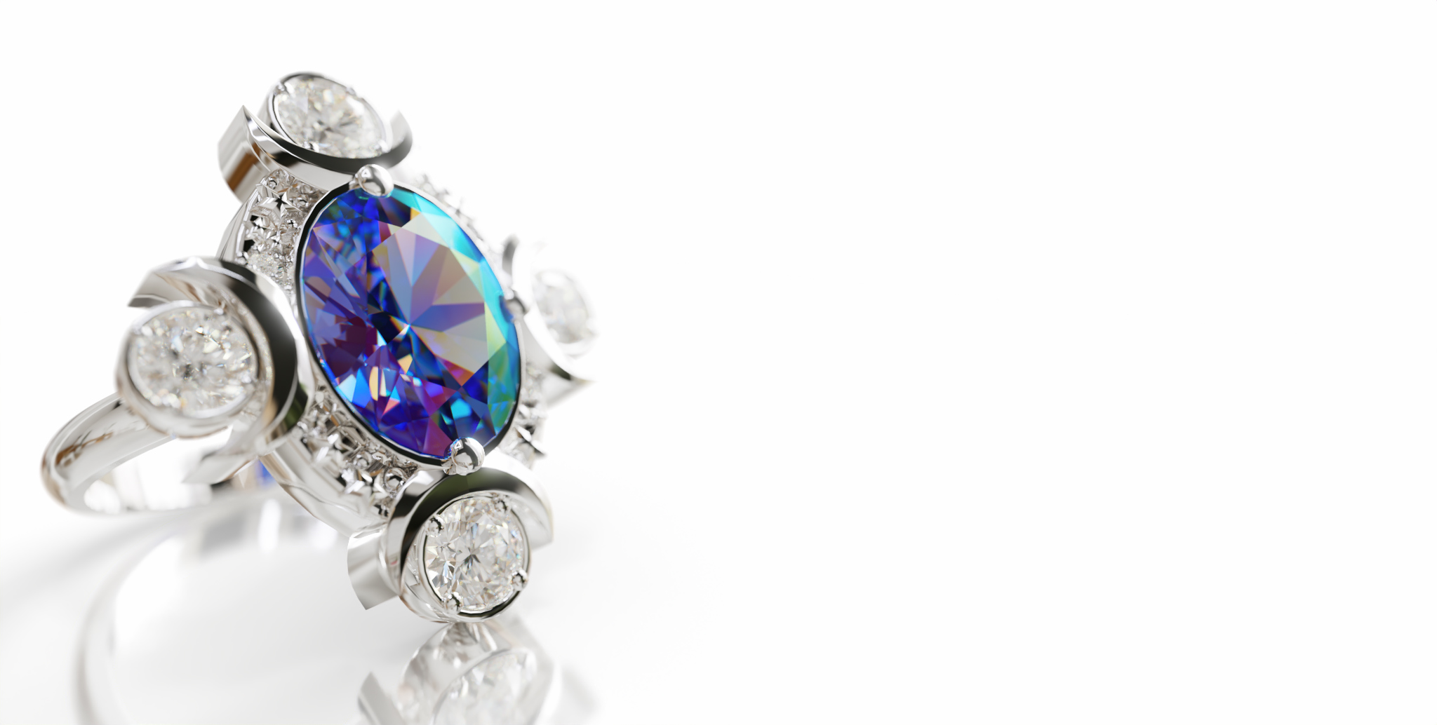 Moon Ring — фотореалистичная визуализация ювелирного кольца — Изображение №7 — 3D, Анимация на Dprofile