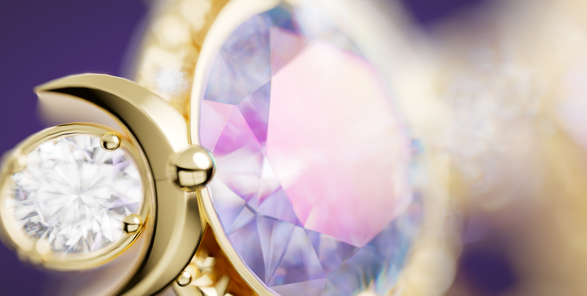 Moon Ring — фотореалистичная визуализация ювелирного кольца — Изображение №3 — 3D, Анимация на Dprofile