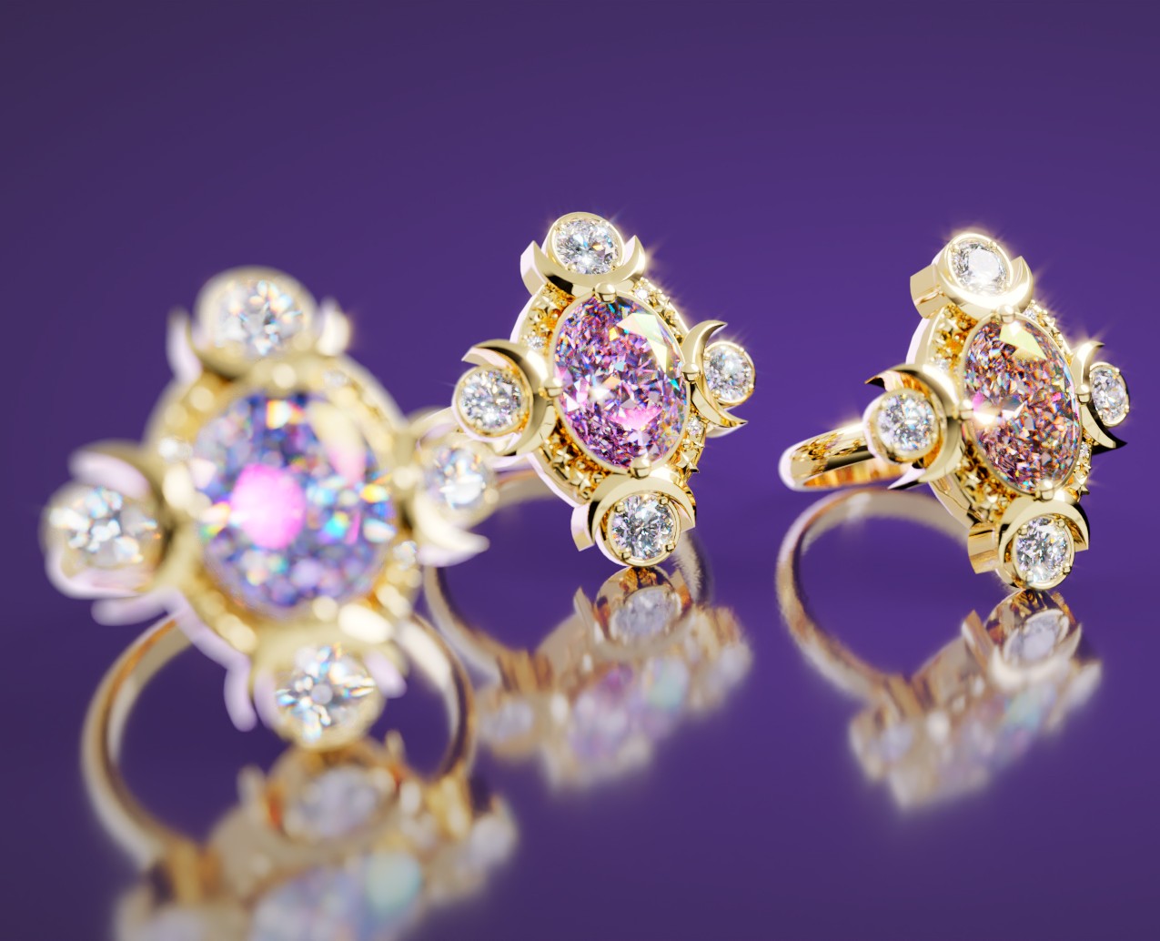 Moon Ring — фотореалистичная визуализация ювелирного кольца — 3D, Анимация на Dprofile